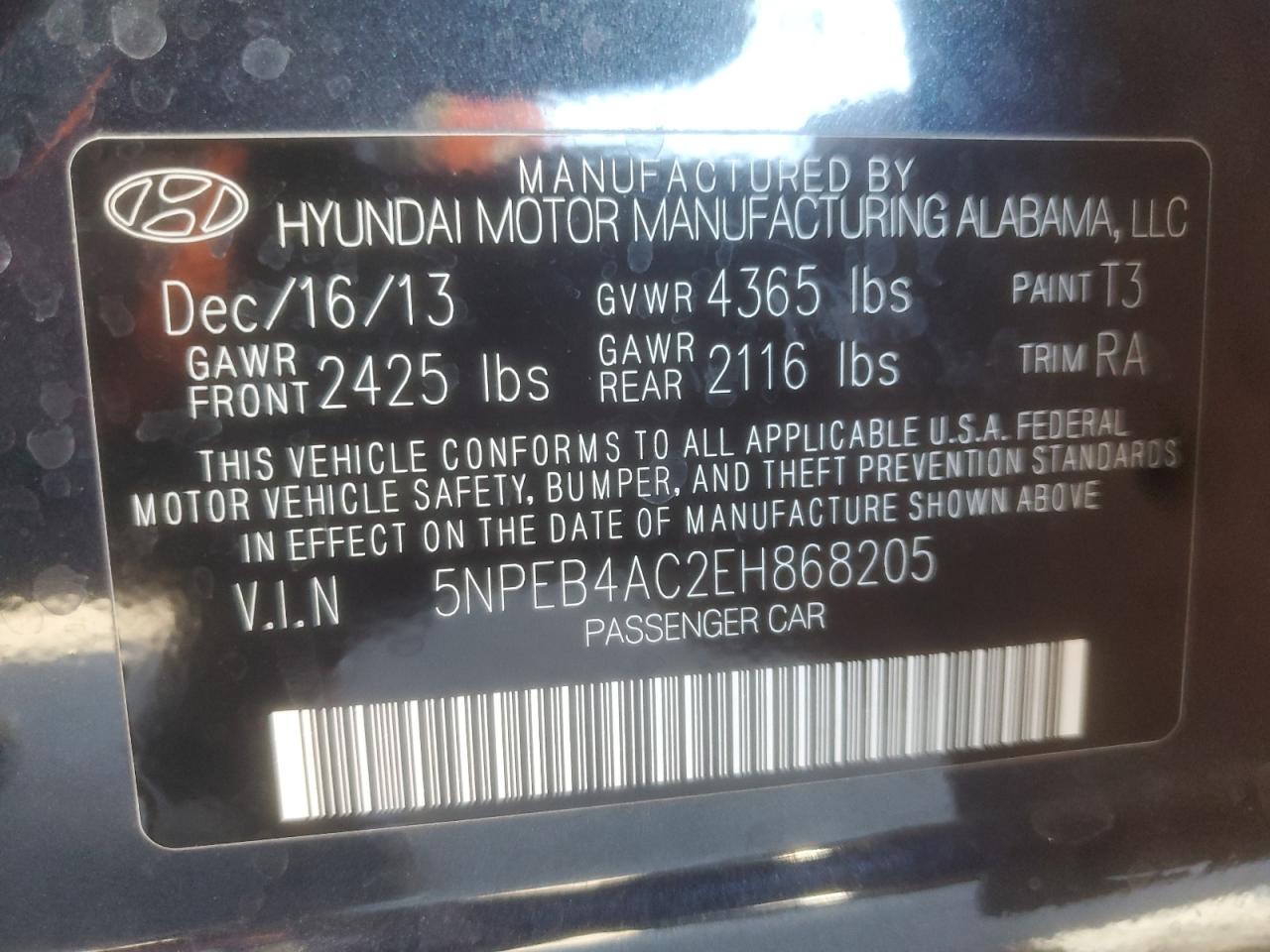 2014 Hyundai Sonata Gls Blue vin: 5NPEB4AC2EH868205