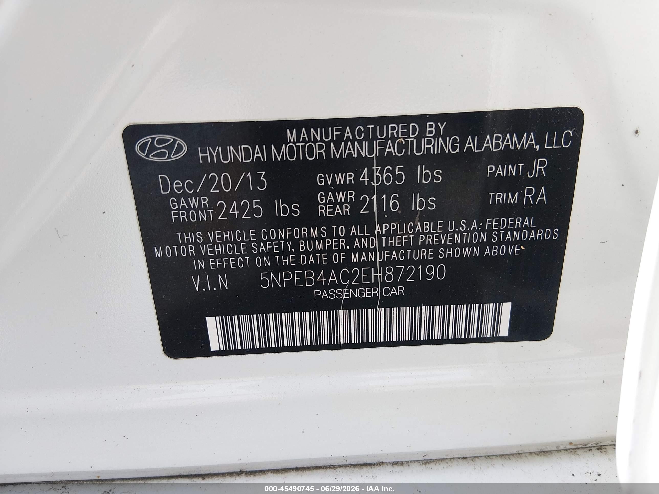2014 Hyundai Sonata Gls Белый vin: 5NPEB4AC2EH872190
