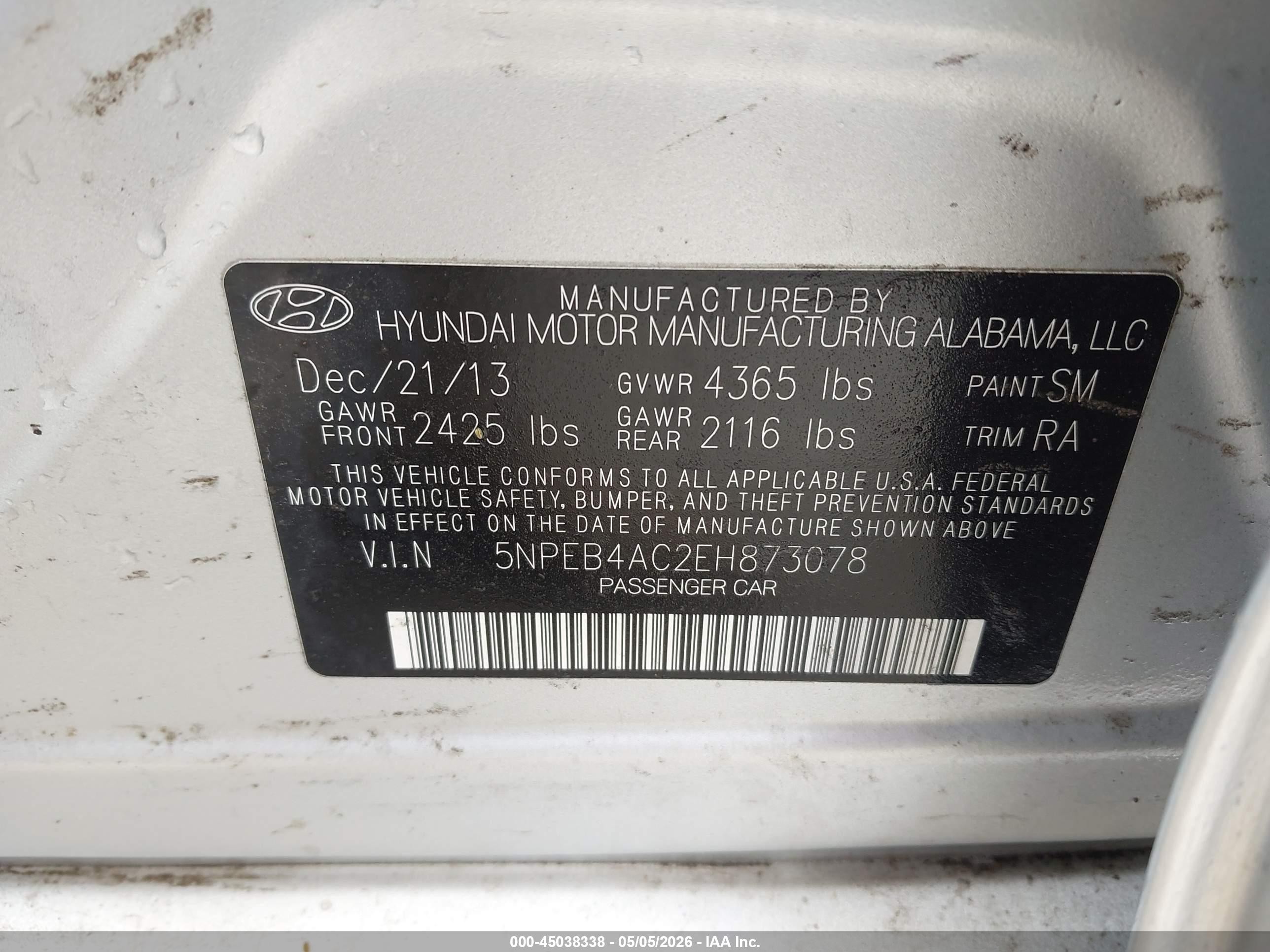 2014 Hyundai Sonata Gls Silver vin: 5NPEB4AC2EH873078