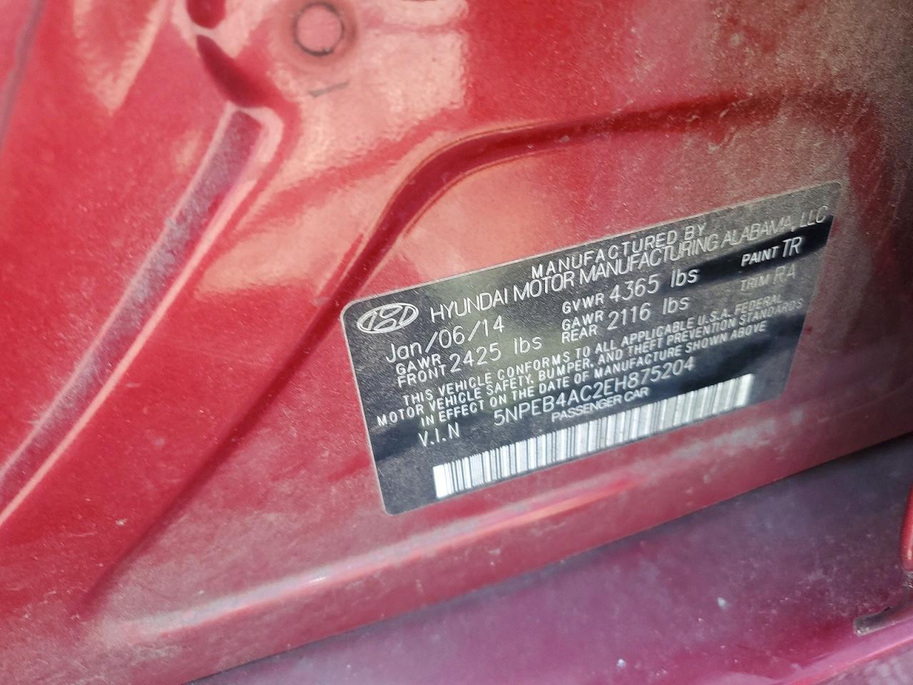 2014 Hyundai Sonata Gls Red vin: 5NPEB4AC2EH875204