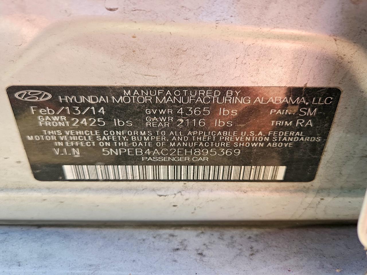 2014 Hyundai Sonata Gls Silver vin: 5NPEB4AC2EH895369
