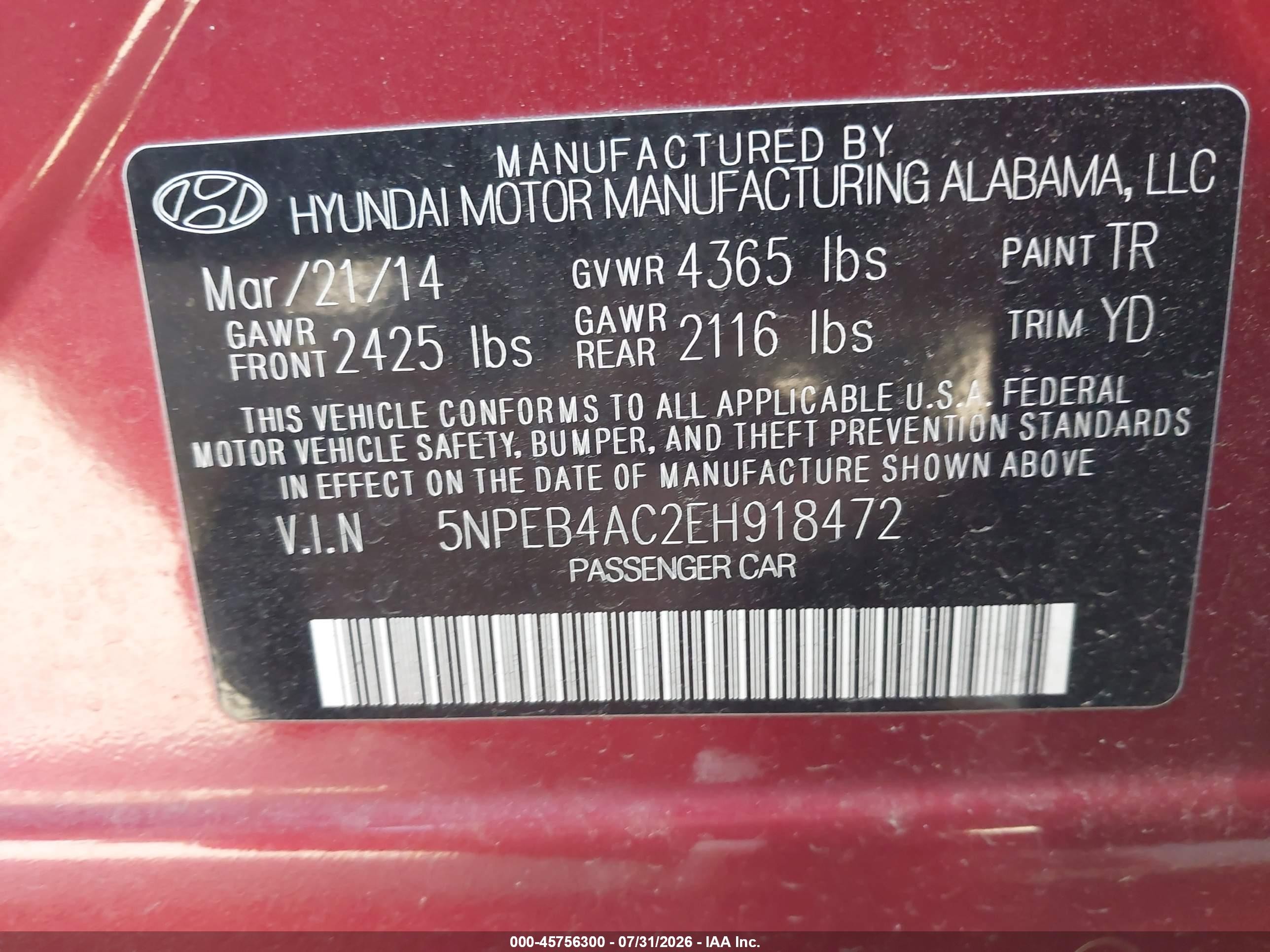 2014 Hyundai Sonata Gls Красный vin: 5NPEB4AC2EH918472