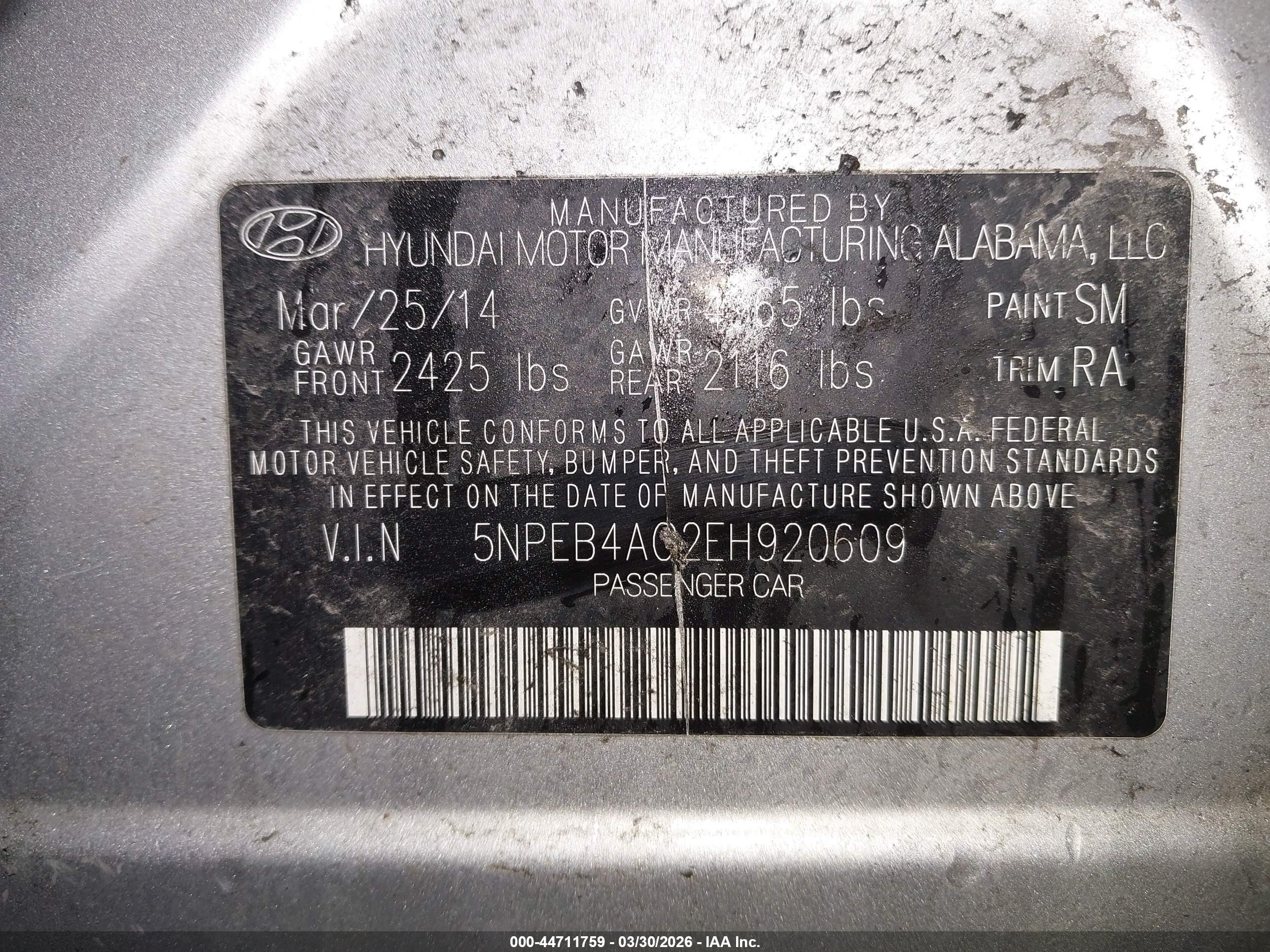 2014 Hyundai Sonata Gls Silver vin: 5NPEB4AC2EH920609