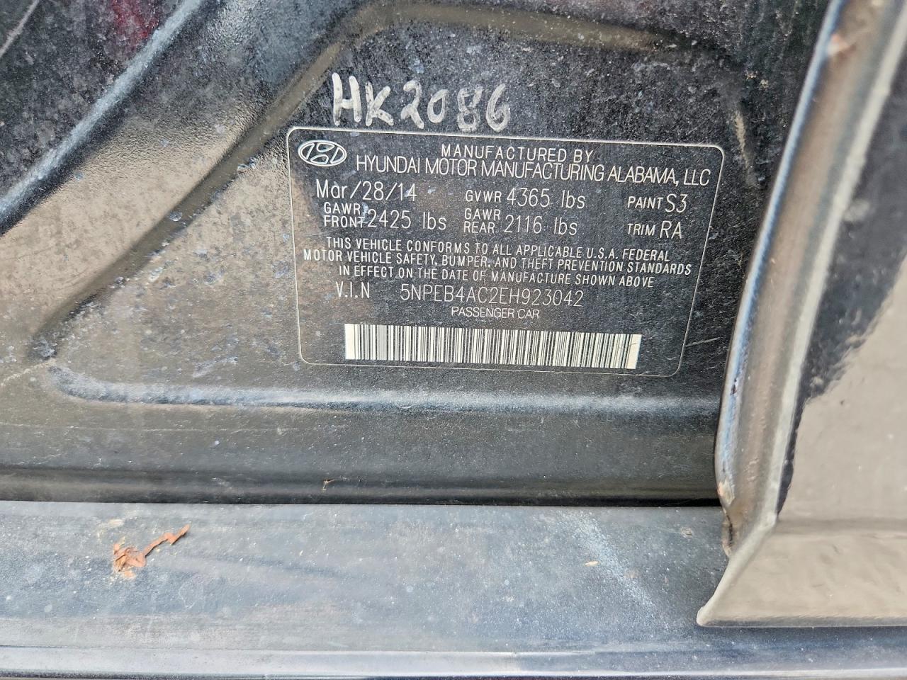 2014 Hyundai Sonata Gls Black vin: 5NPEB4AC2EH923042