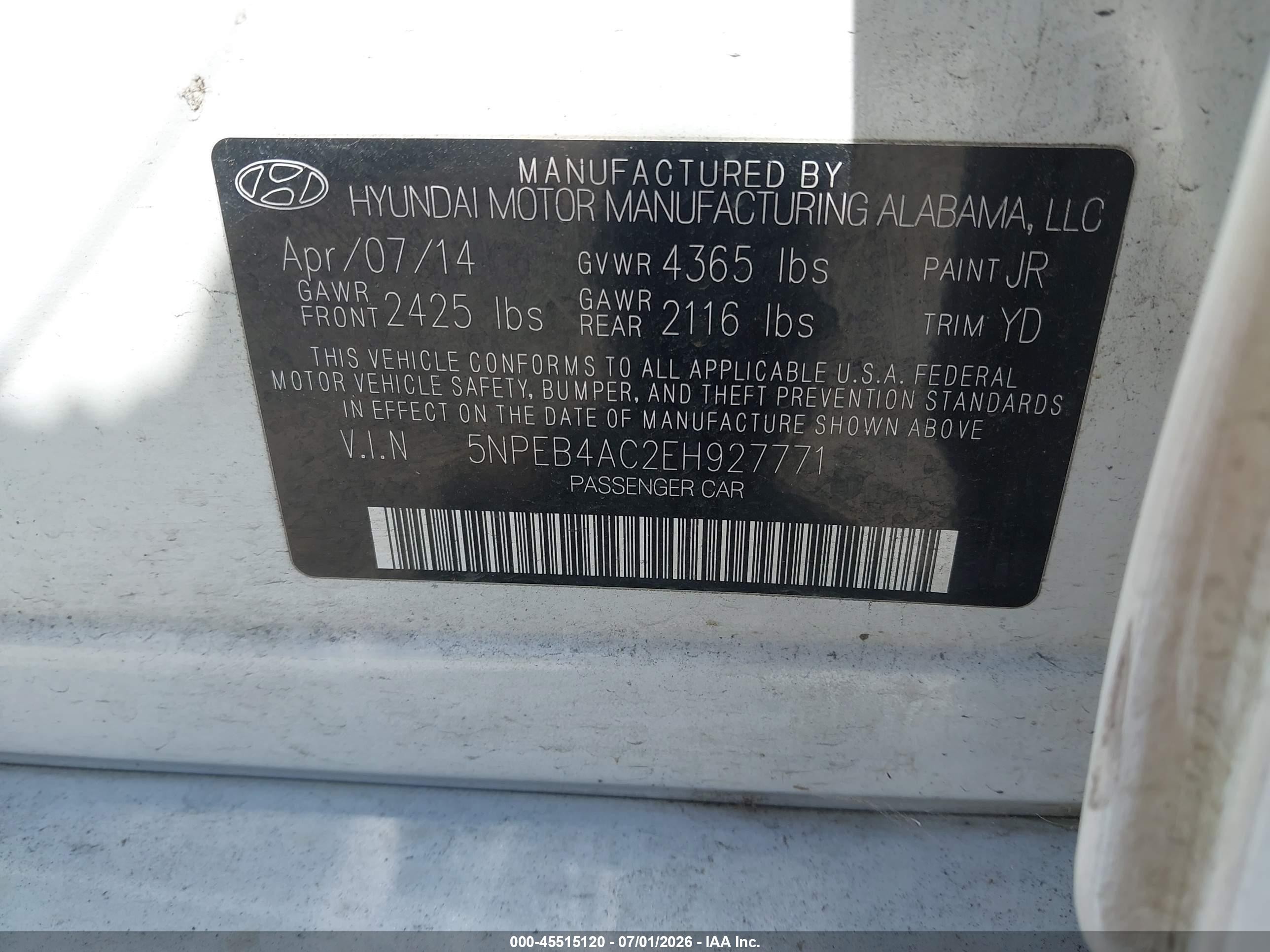 2014 Hyundai Sonata Gls White vin: 5NPEB4AC2EH927771