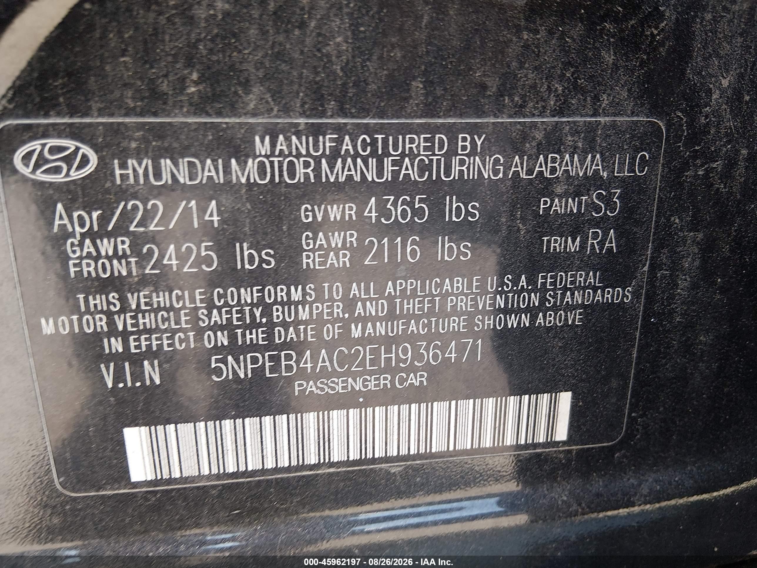2014 Hyundai Sonata Gls Черный vin: 5NPEB4AC2EH936471