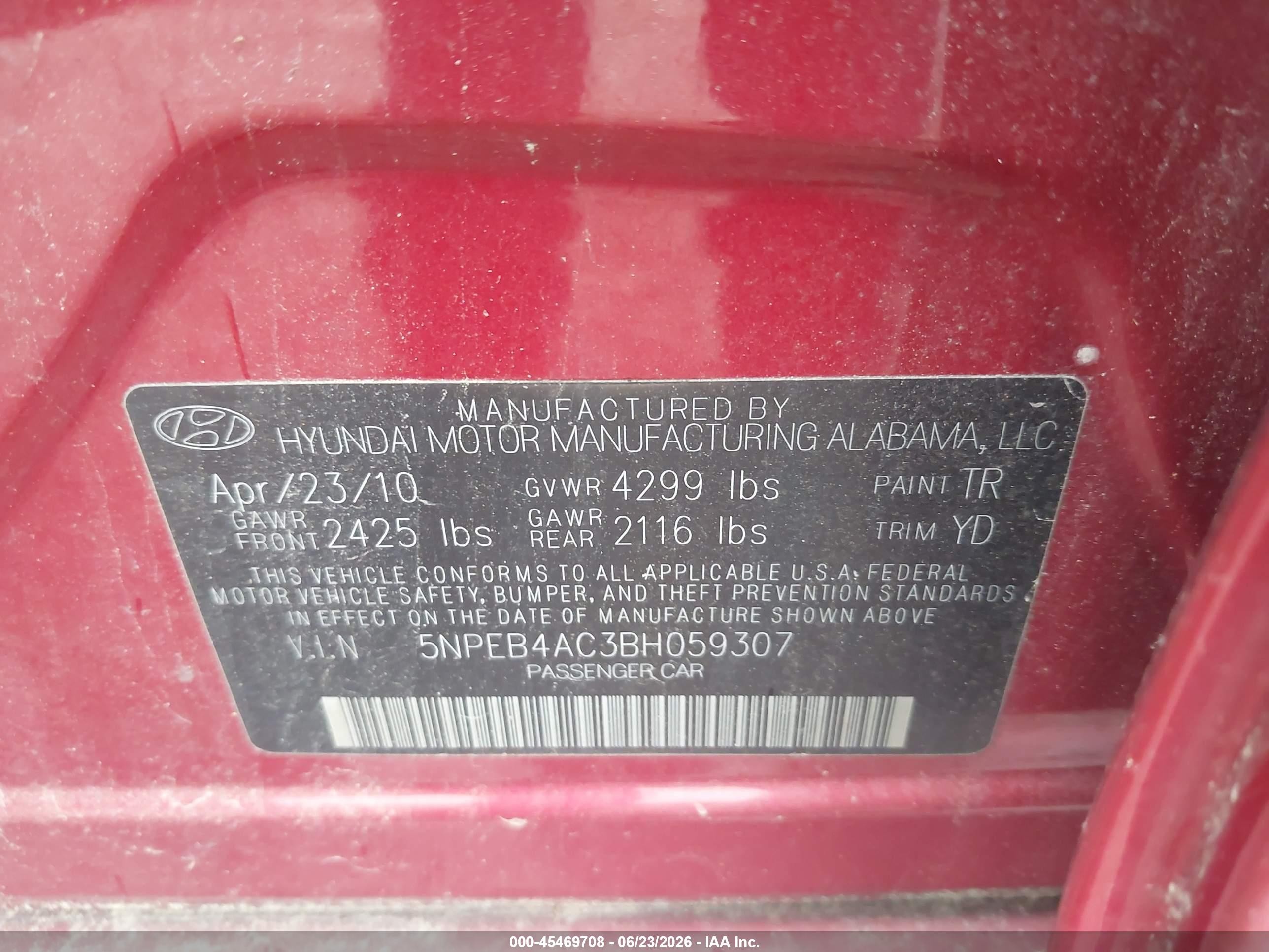 2011 Hyundai Sonata Gls Red vin: 5NPEB4AC3BH059307