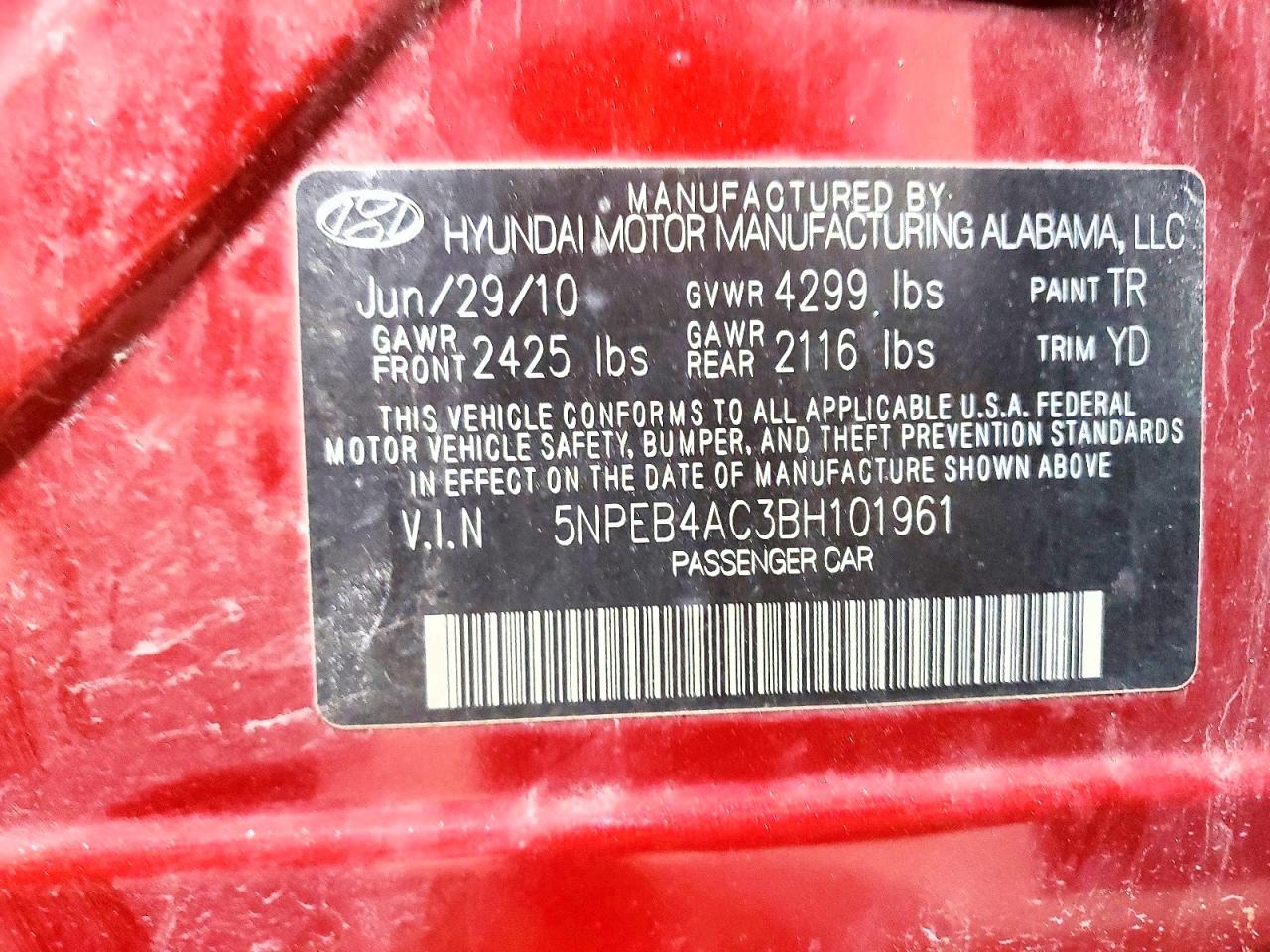 2011 Hyundai Sonata Gls Red vin: 5NPEB4AC3BH101961