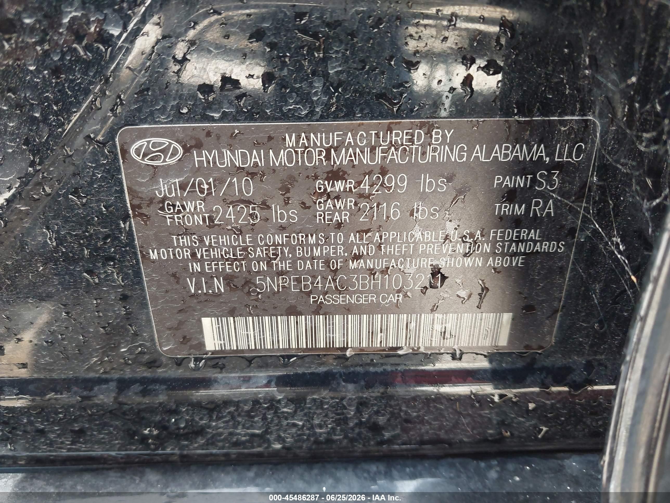 2011 Hyundai Sonata Gls Black vin: 5NPEB4AC3BH103211