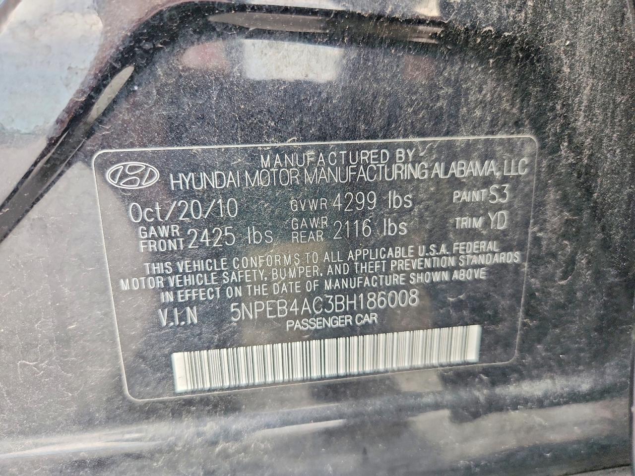 2011 Hyundai Sonata Gls Черный vin: 5NPEB4AC3BH186008