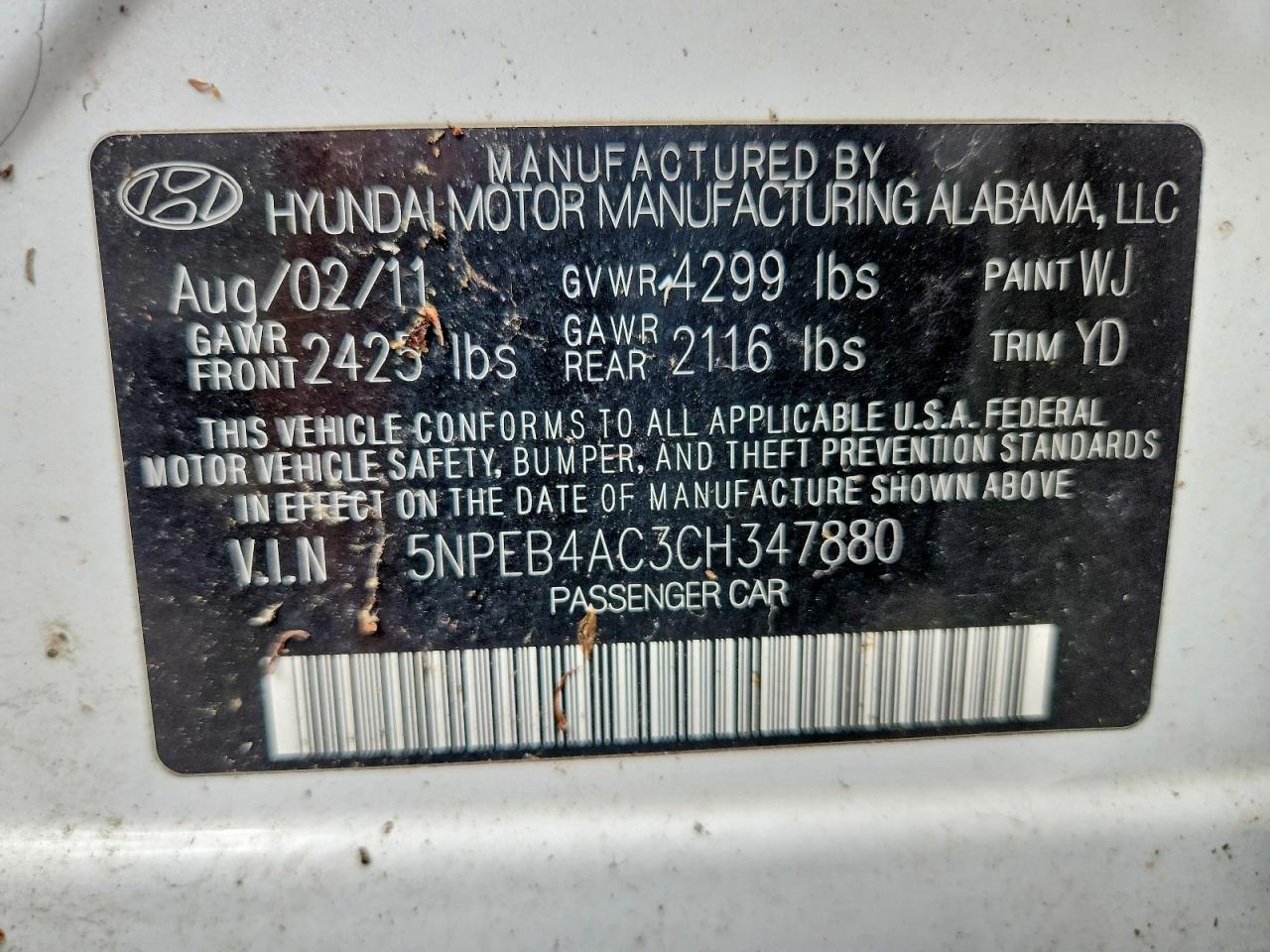 2012 Hyundai Sonata Gls Белый vin: 5NPEB4AC3CH347880