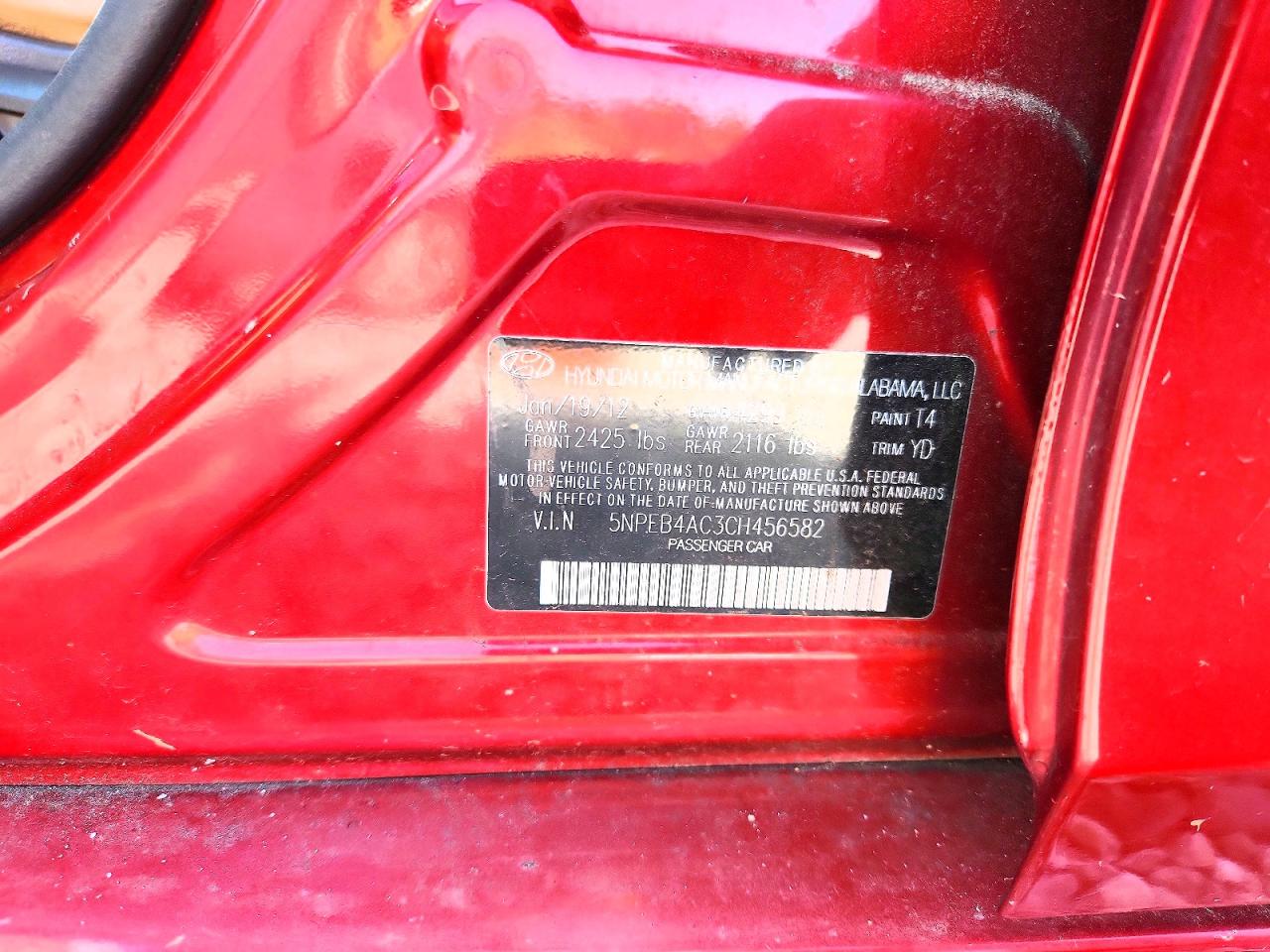 2012 Hyundai Sonata Gls Maroon vin: 5NPEB4AC3CH456582