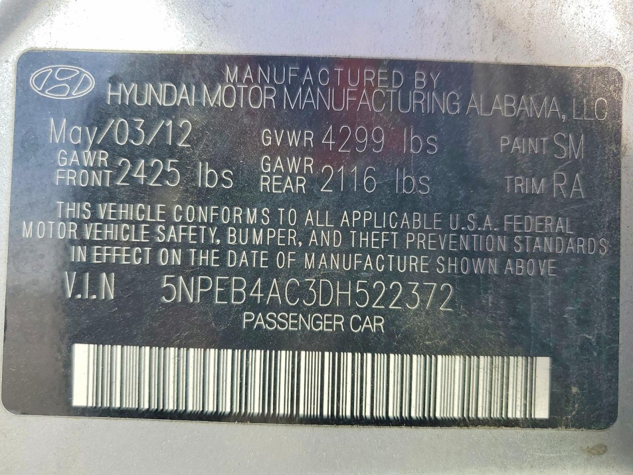 2013 Hyundai Sonata Gls Silver vin: 5NPEB4AC3DH522372