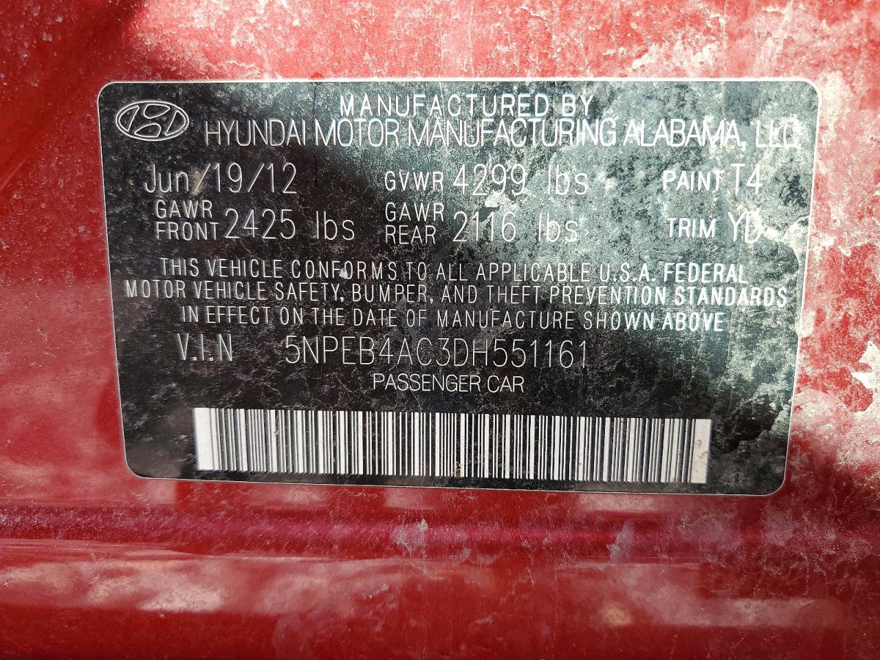 2013 Hyundai Sonata Gls Maroon vin: 5NPEB4AC3DH551161