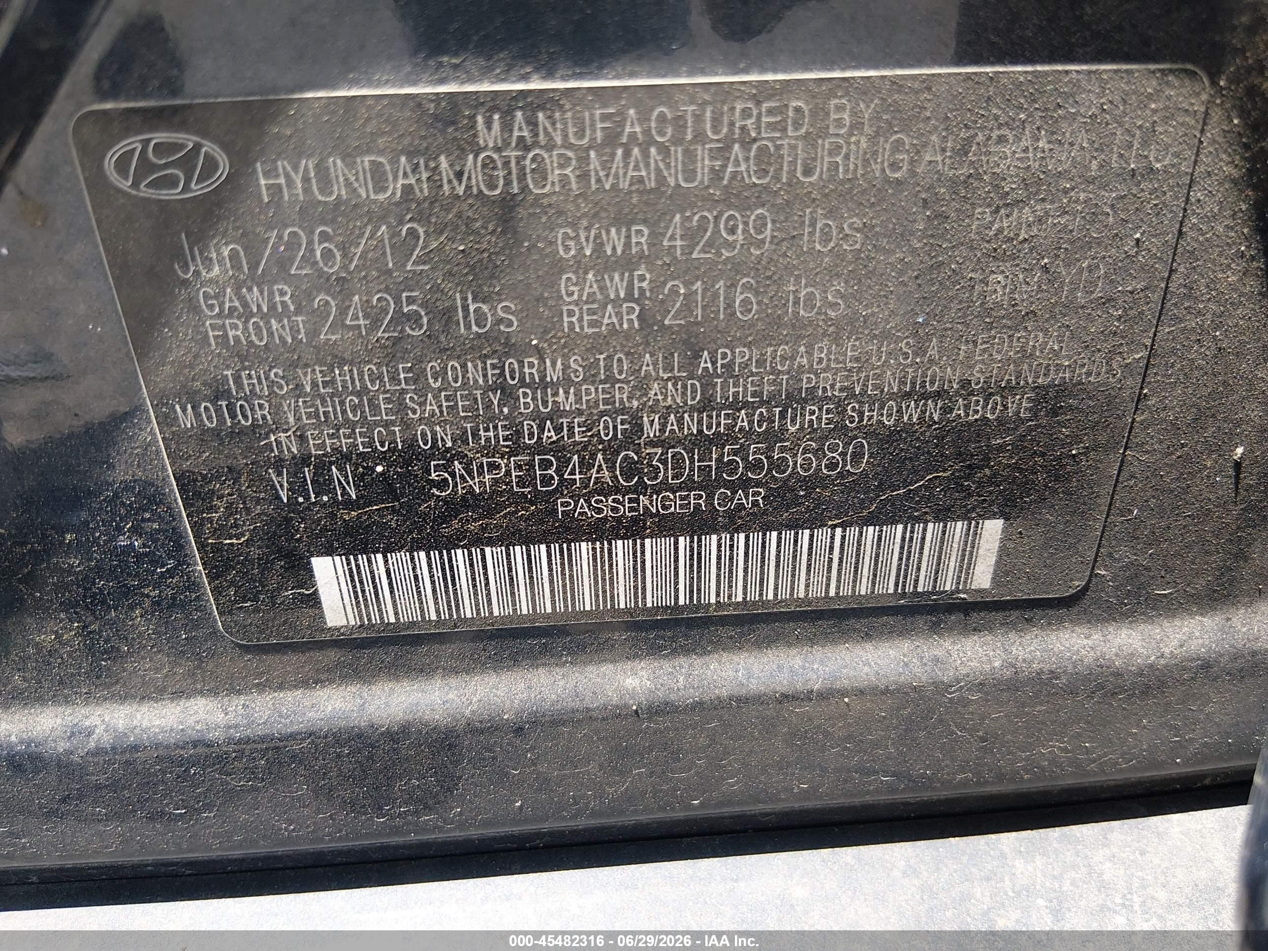 2013 Hyundai Sonata Gls Blue vin: 5NPEB4AC3DH555680
