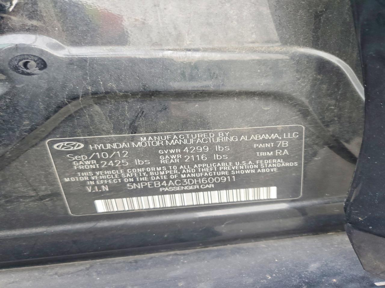 2013 Hyundai Sonata Gls Black vin: 5NPEB4AC3DH600911