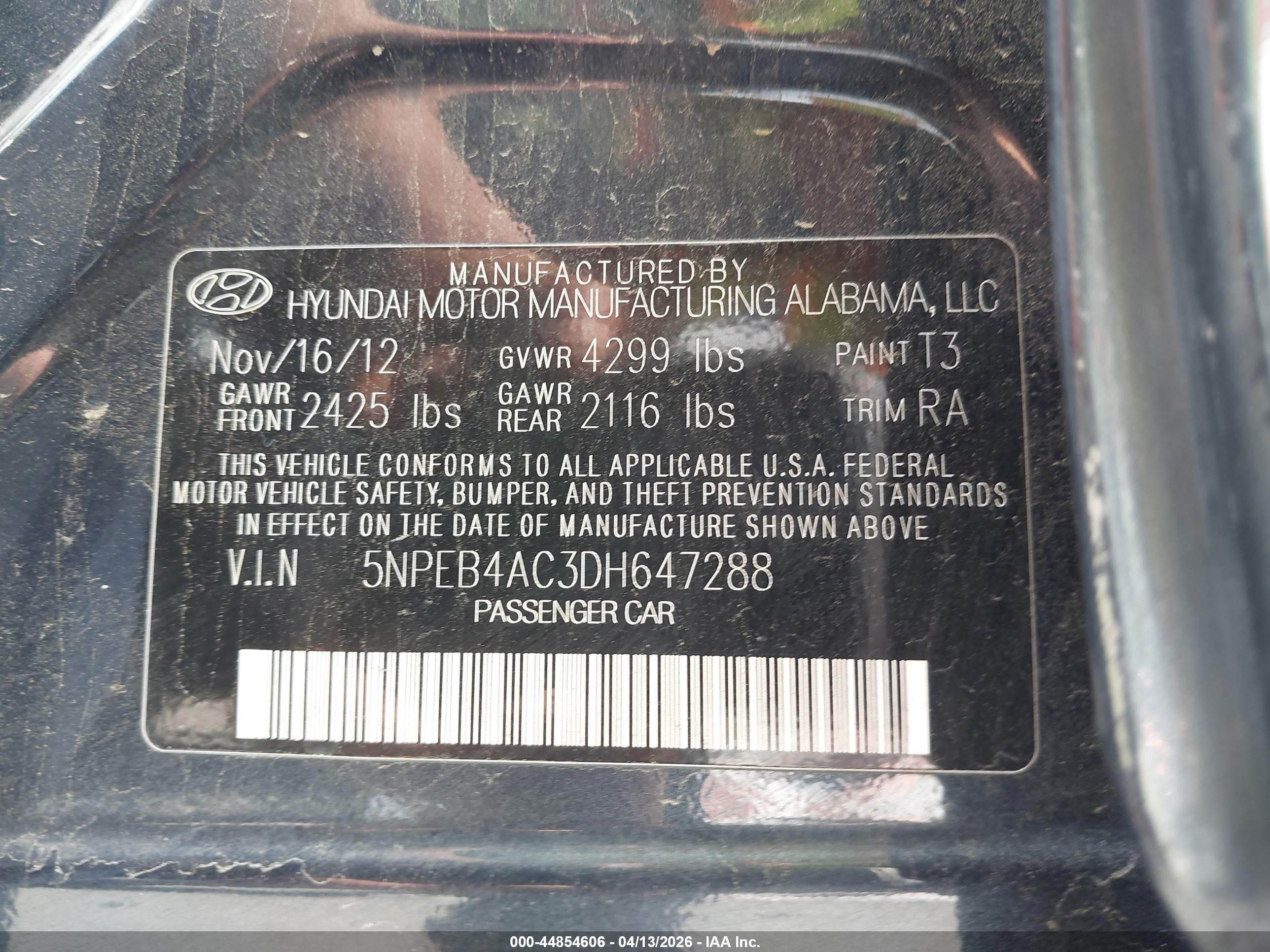 2013 Hyundai Sonata Gls Black vin: 5NPEB4AC3DH647288