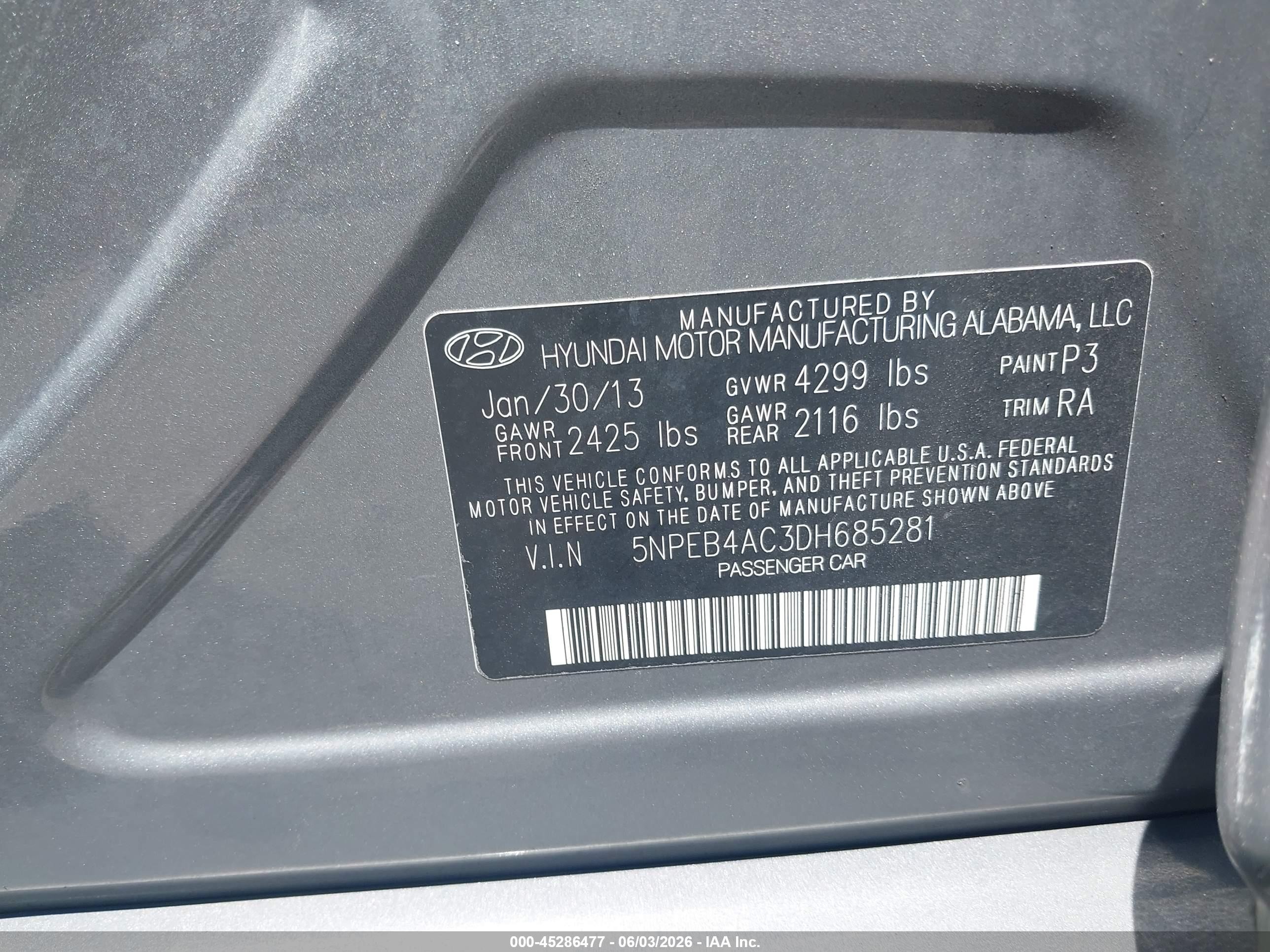 2013 Hyundai Sonata Gls Silver vin: 5NPEB4AC3DH685281