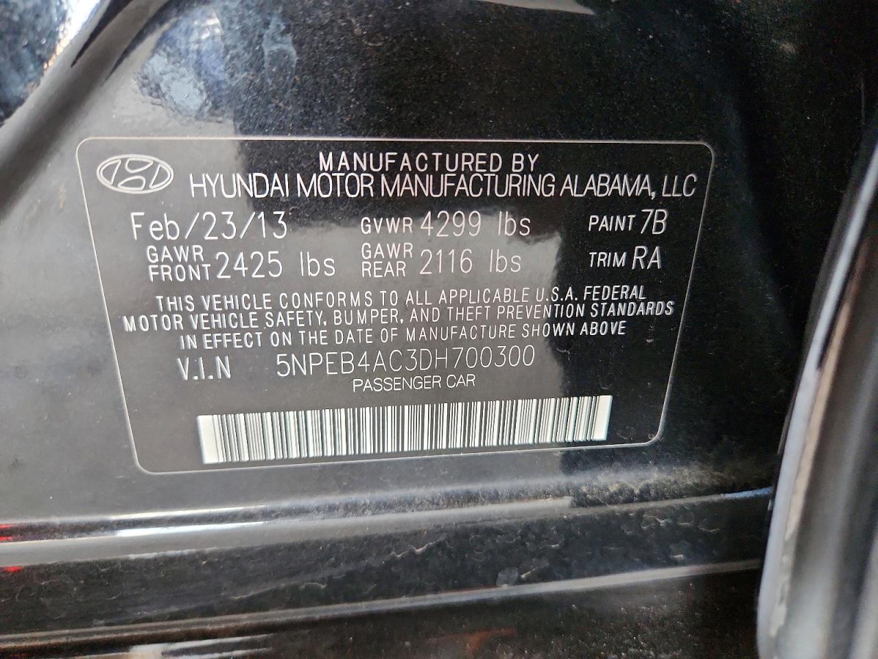 2013 Hyundai Sonata Gls Black vin: 5NPEB4AC3DH700300