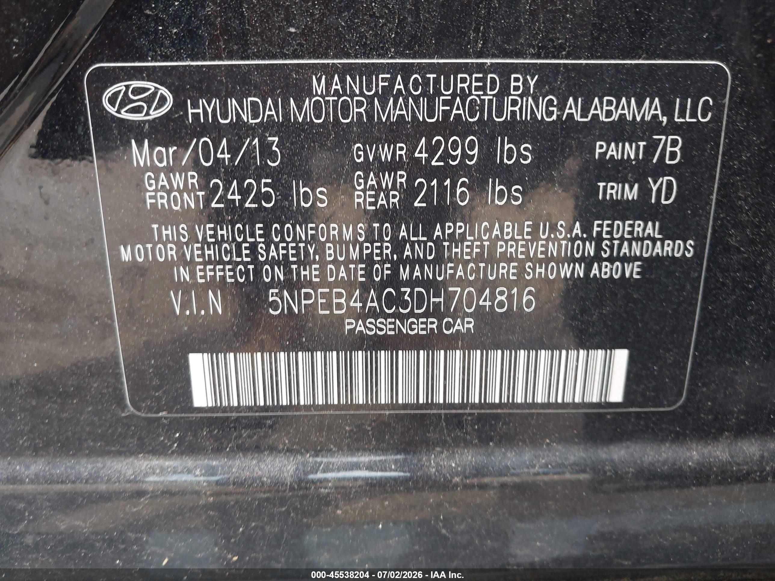 2013 Hyundai Sonata Gls Black vin: 5NPEB4AC3DH704816
