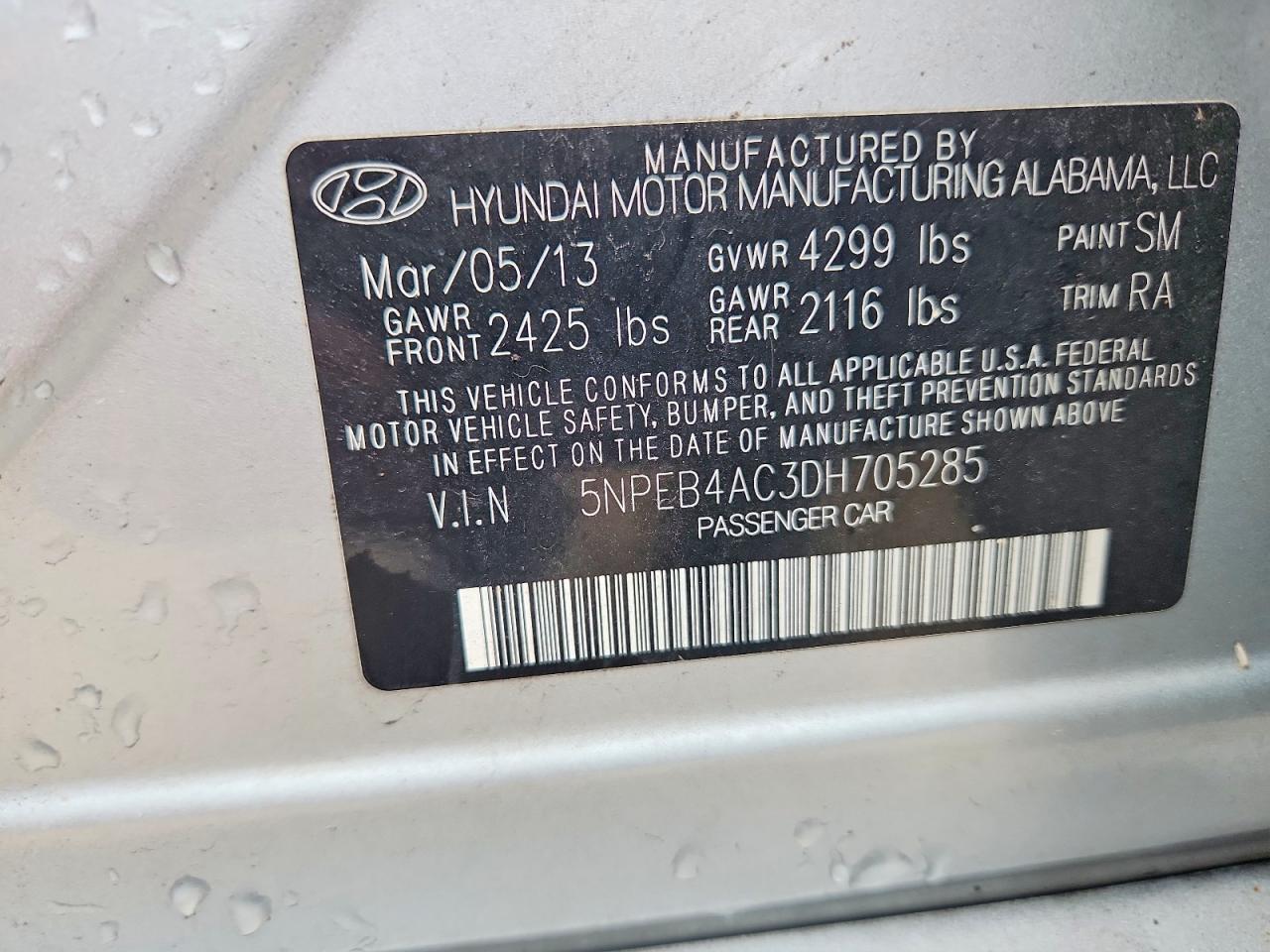 2013 Hyundai Sonata Gls Silver vin: 5NPEB4AC3DH705285