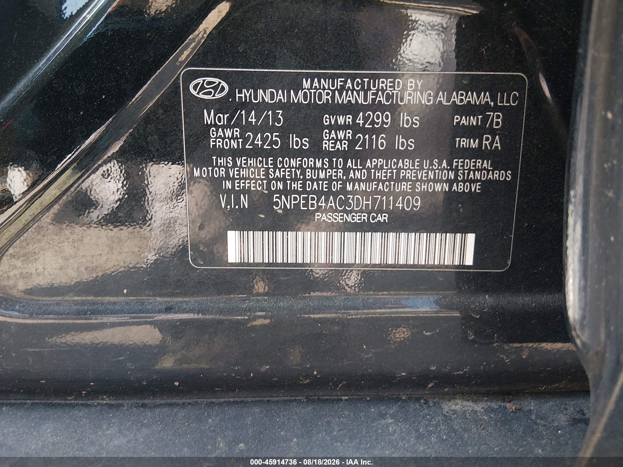 2013 Hyundai Sonata Gls Black vin: 5NPEB4AC3DH711409