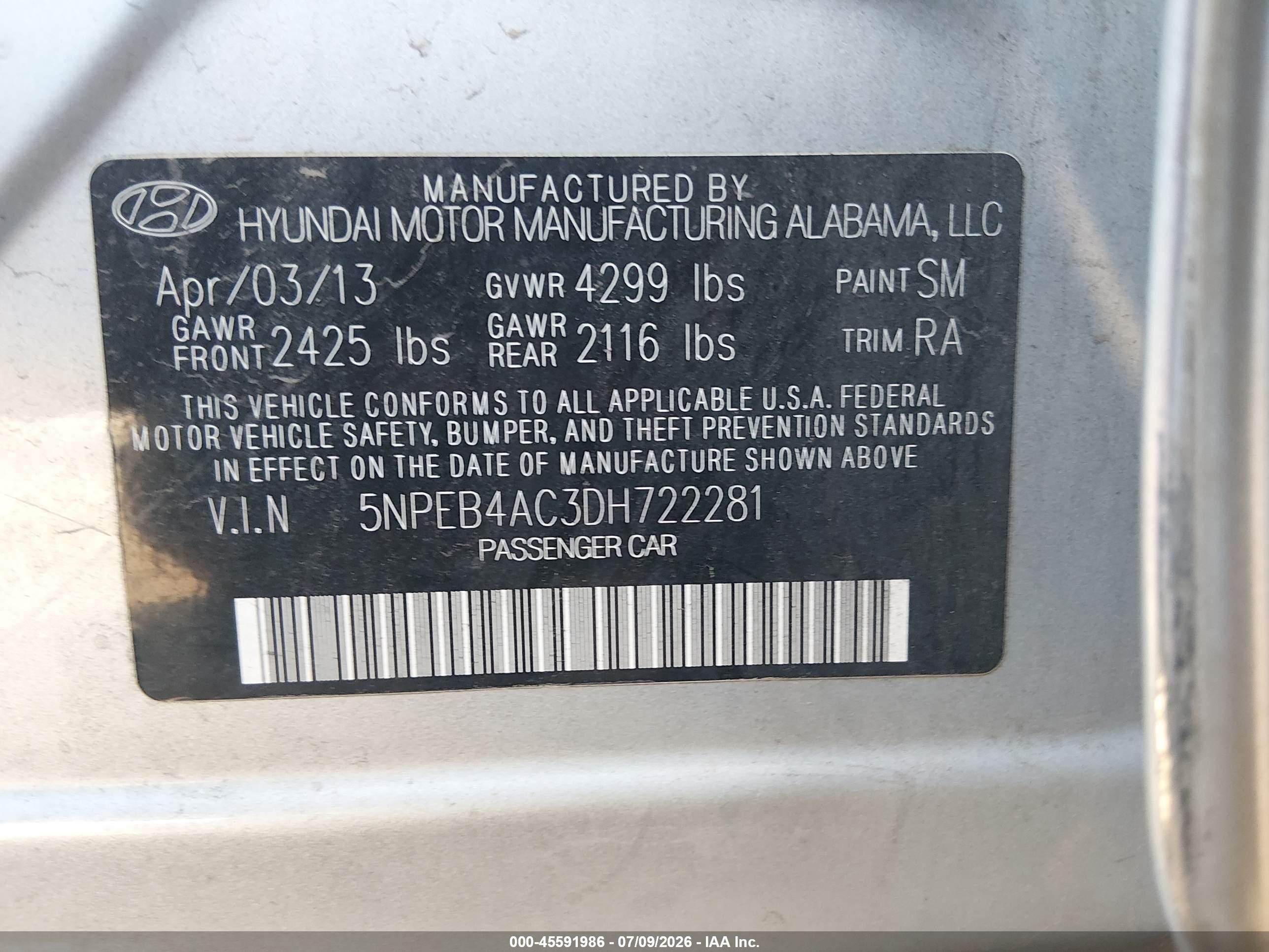 2013 Hyundai Sonata Gls Silver vin: 5NPEB4AC3DH722281