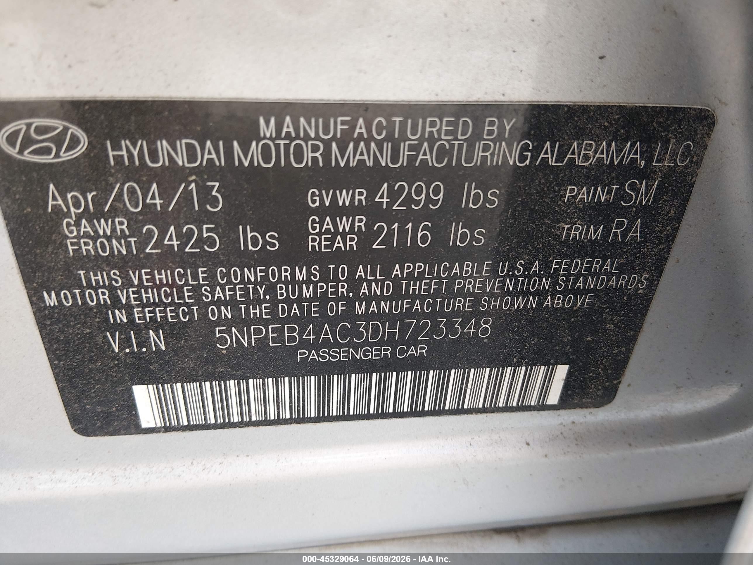 2013 Hyundai Sonata Gls Silver vin: 5NPEB4AC3DH723348