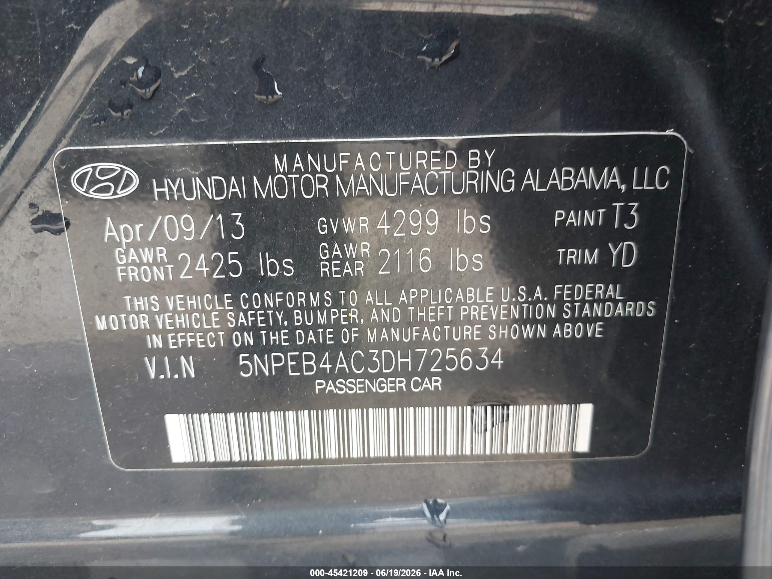 2013 Hyundai Sonata Gls Gray vin: 5NPEB4AC3DH725634