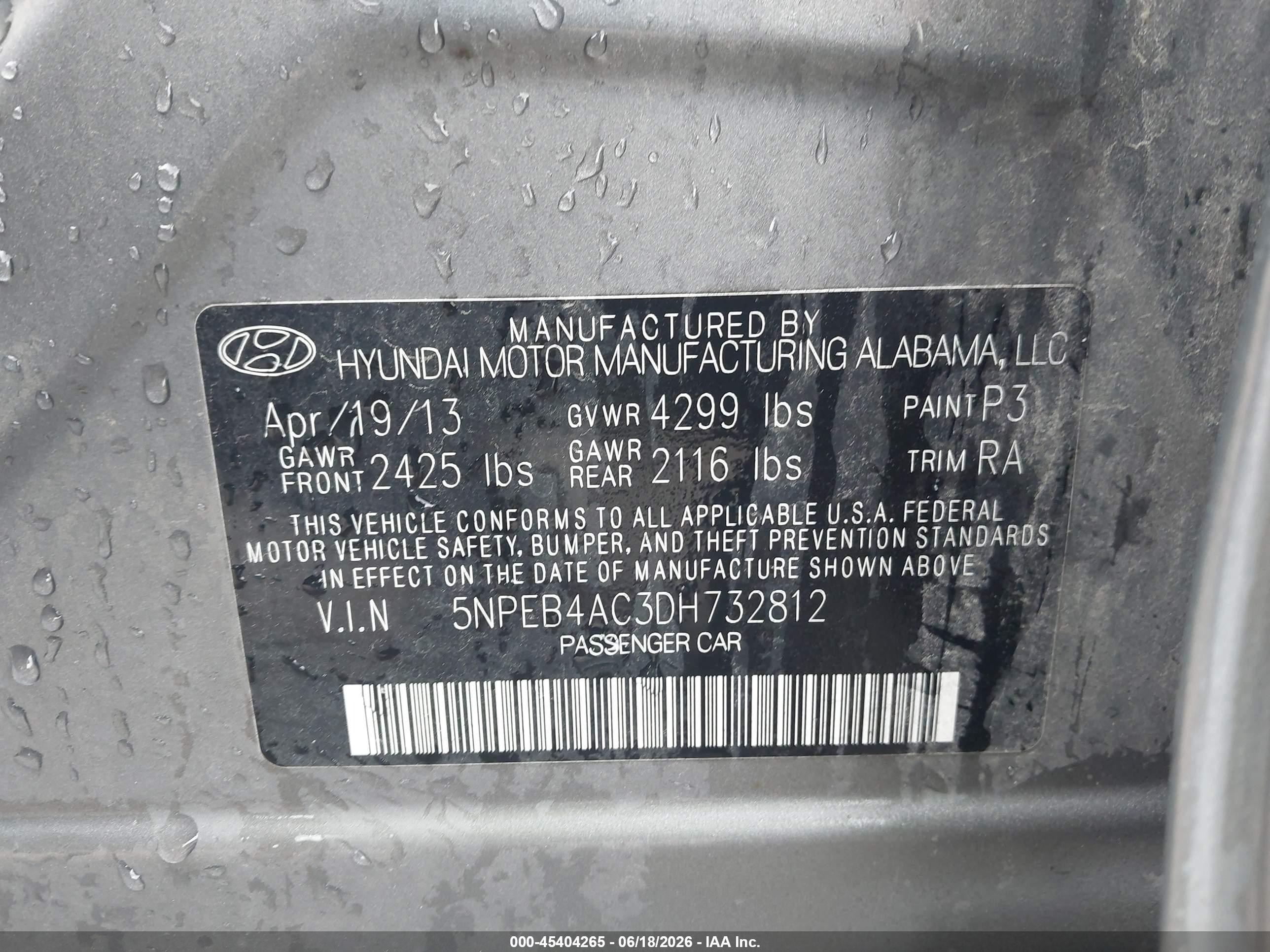 2013 Hyundai Sonata Gls Серый vin: 5NPEB4AC3DH732812