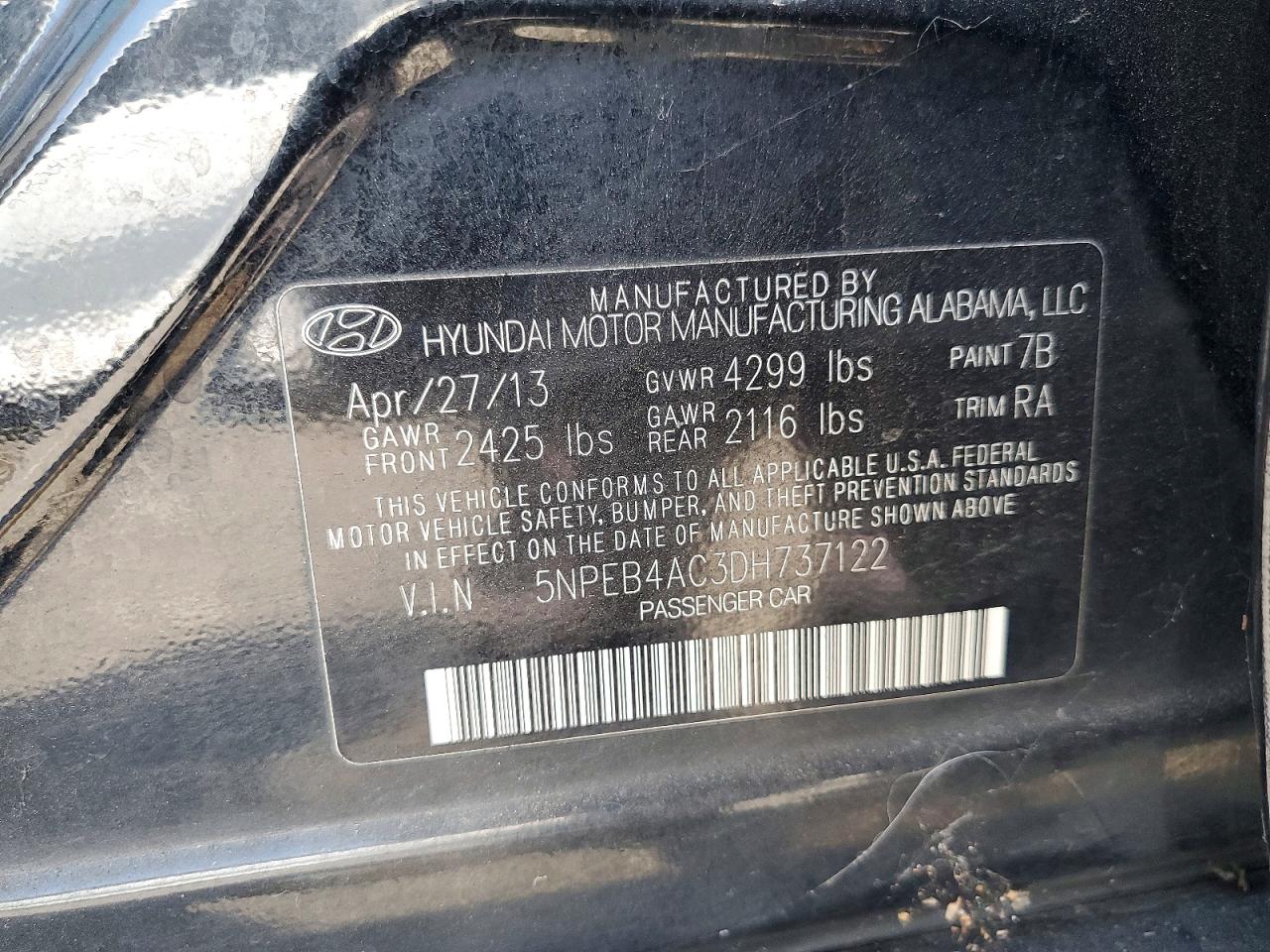 2013 Hyundai Sonata Gls Black vin: 5NPEB4AC3DH737122