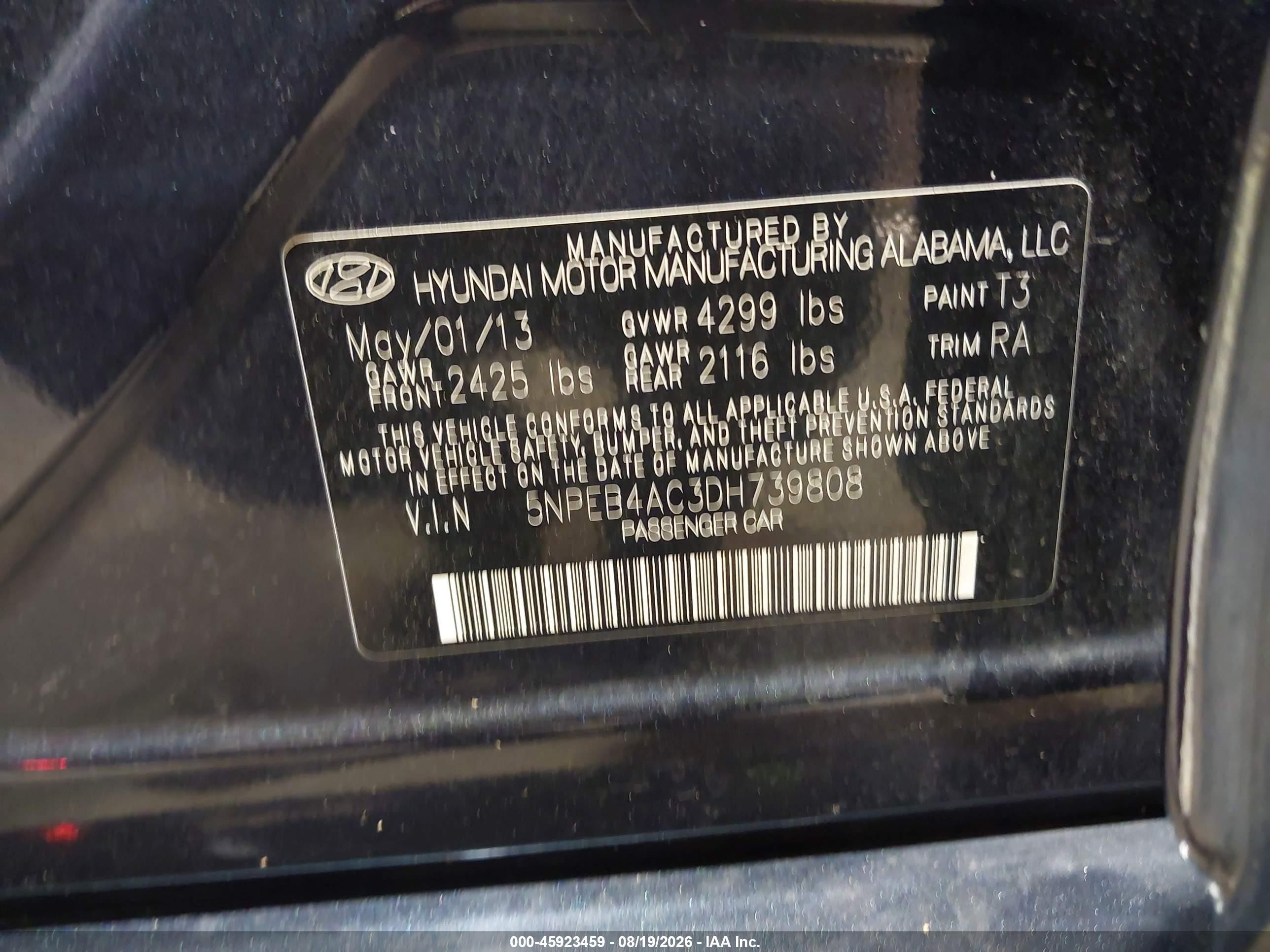 2013 Hyundai Sonata Gls Black vin: 5NPEB4AC3DH739808