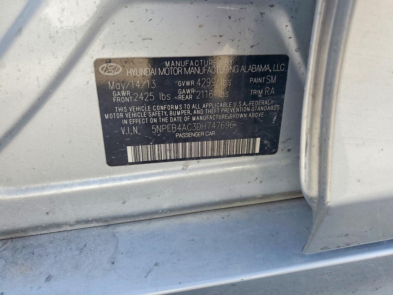 2013 Hyundai Sonata Gls Silver vin: 5NPEB4AC3DH747696