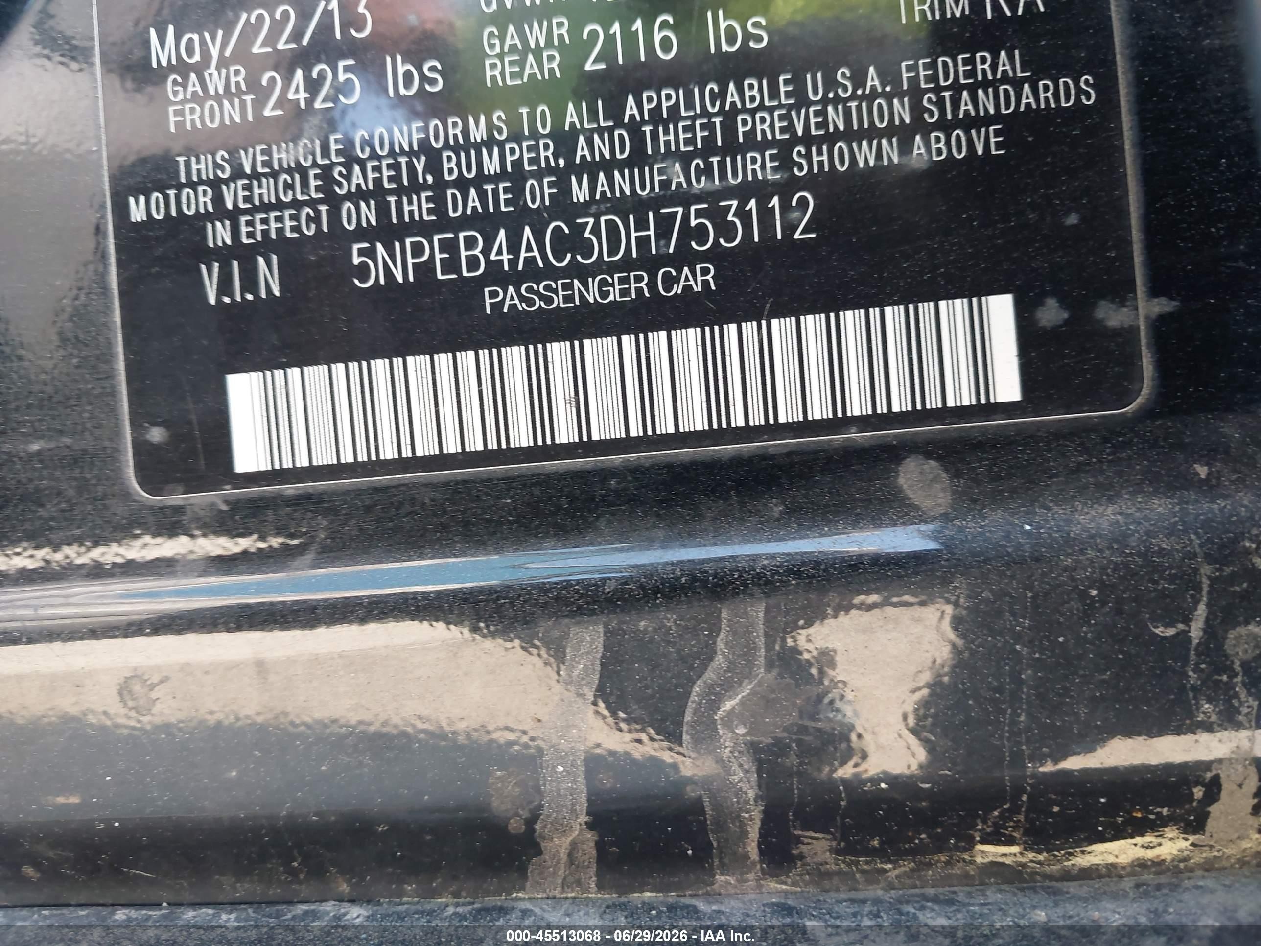 2013 Hyundai Sonata Gls Black vin: 5NPEB4AC3DH753112