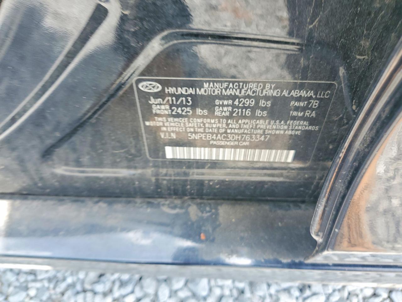 2013 Hyundai Sonata Gls Black vin: 5NPEB4AC3DH763347