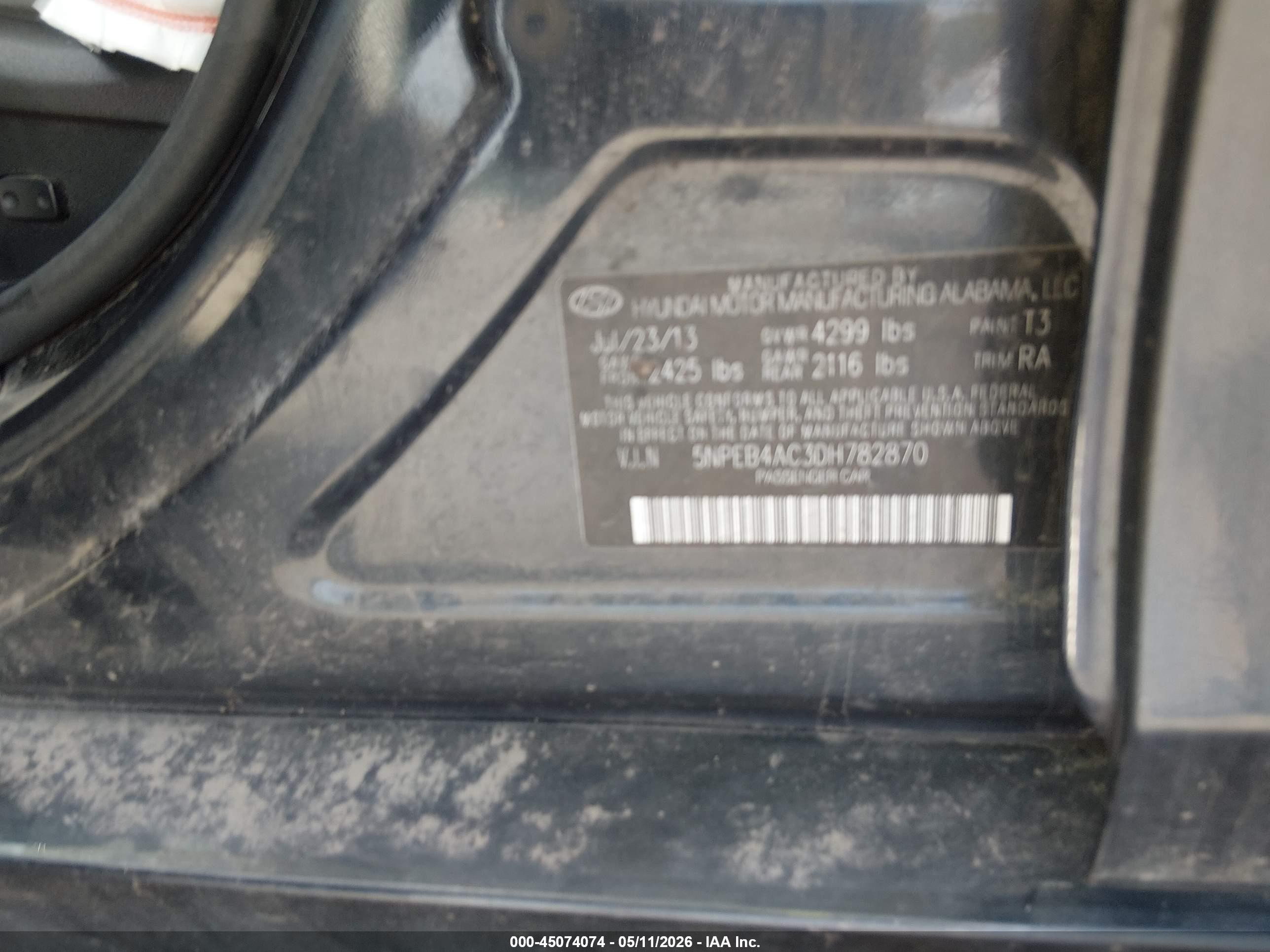 2013 Hyundai Sonata Gls Black vin: 5NPEB4AC3DH782870