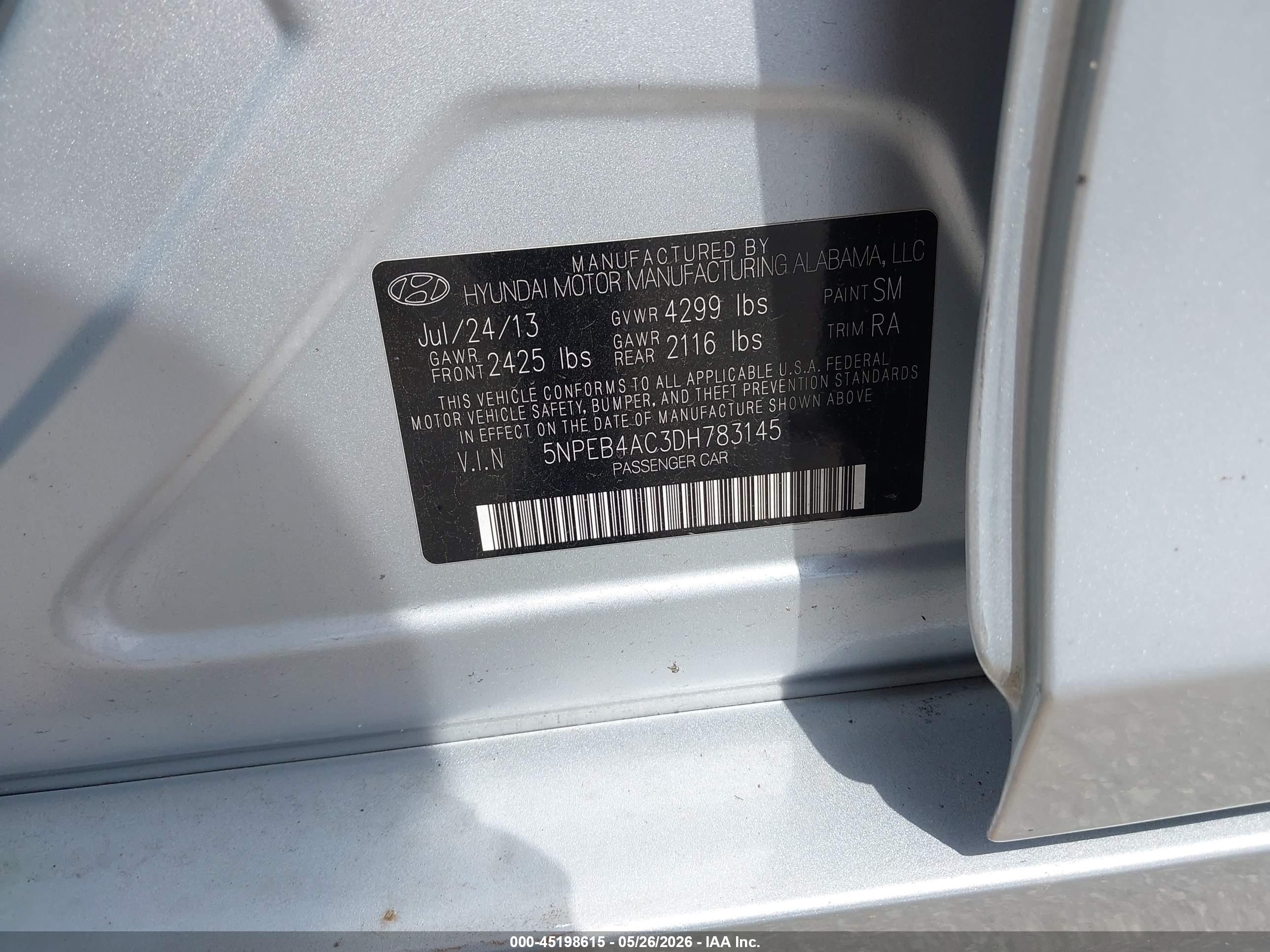 2013 Hyundai Sonata Gls Silver vin: 5NPEB4AC3DH783145