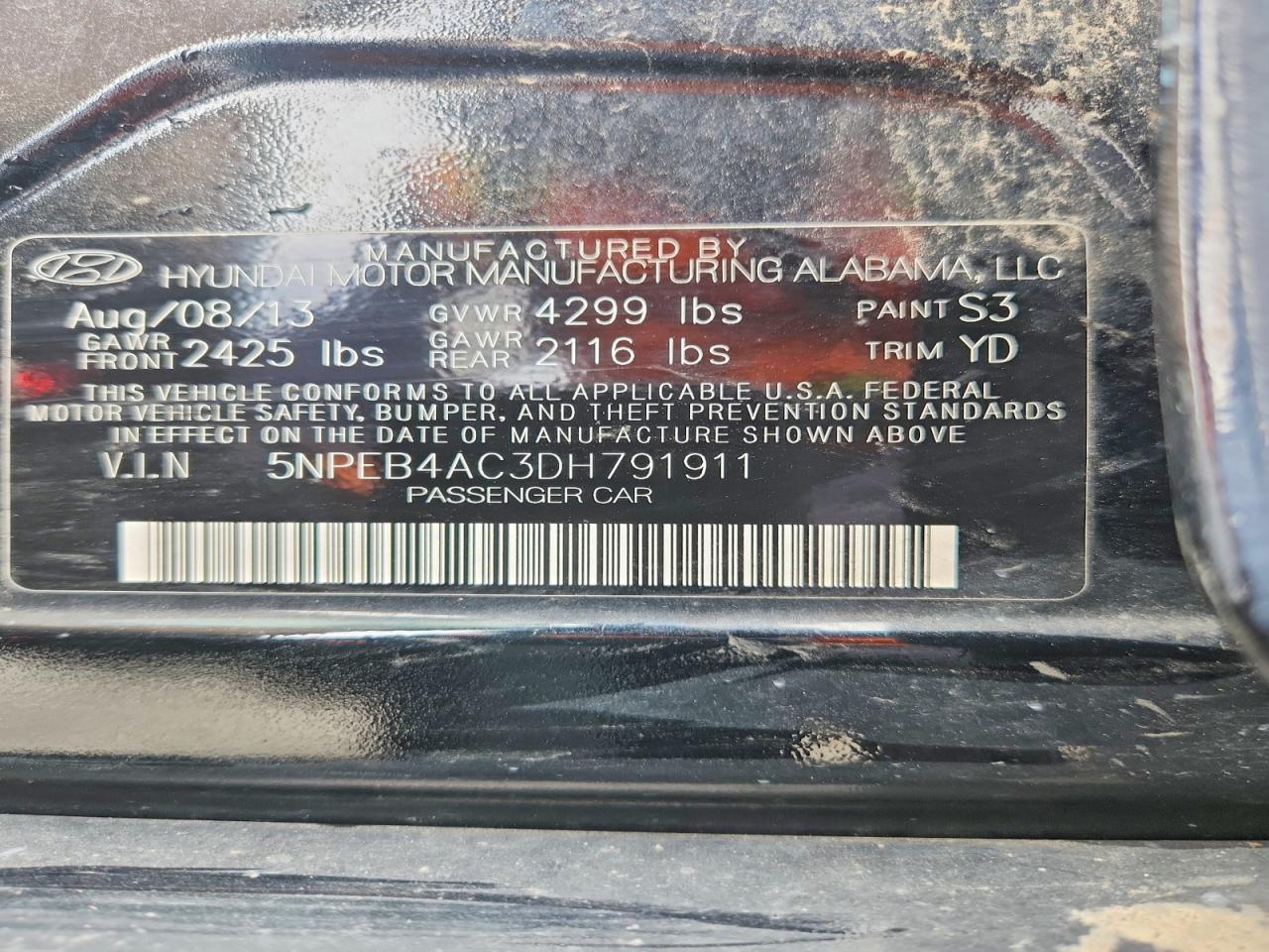 2013 Hyundai Sonata Gls Black vin: 5NPEB4AC3DH791911