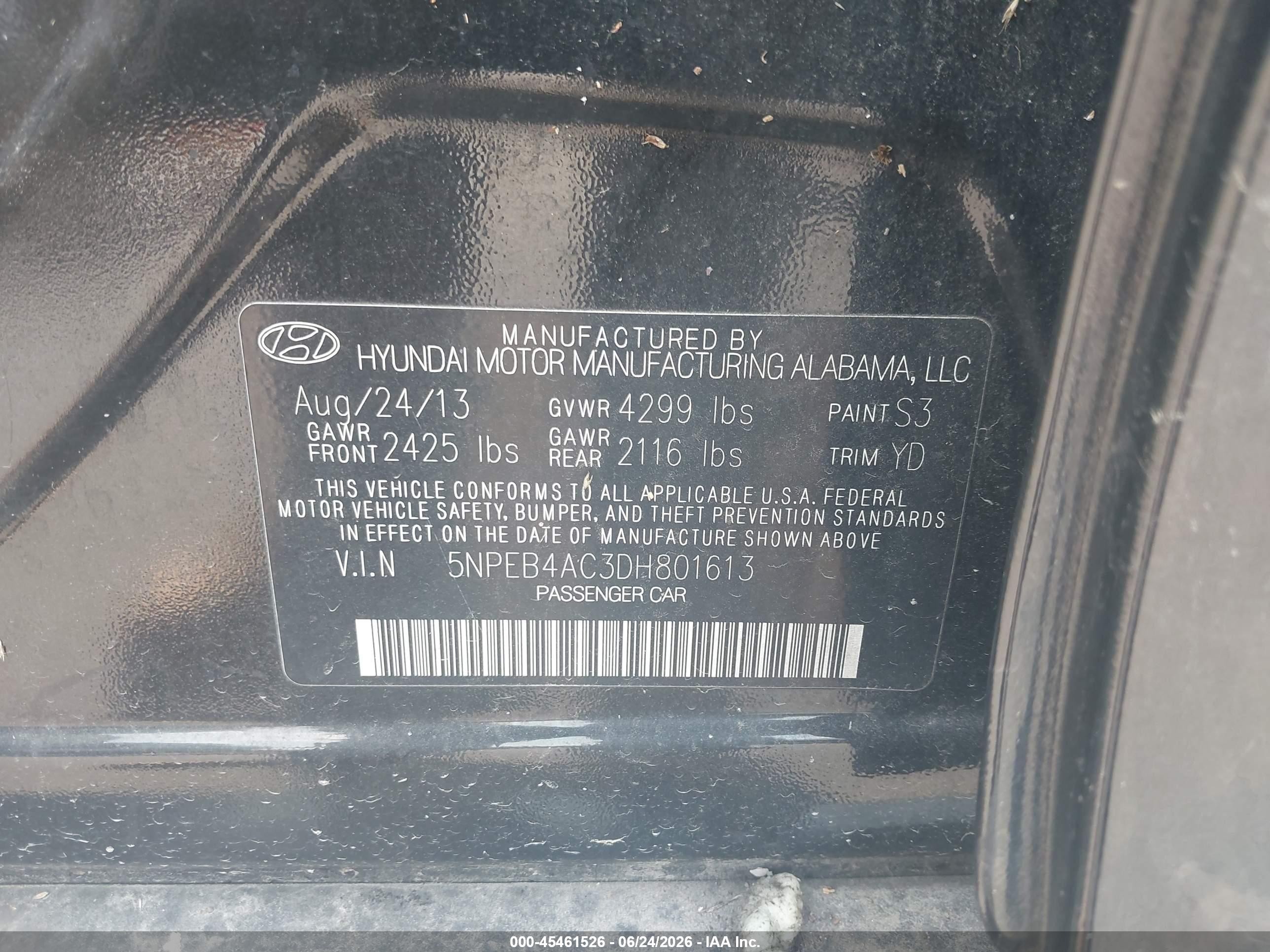 2013 Hyundai Sonata Gls Black vin: 5NPEB4AC3DH801613