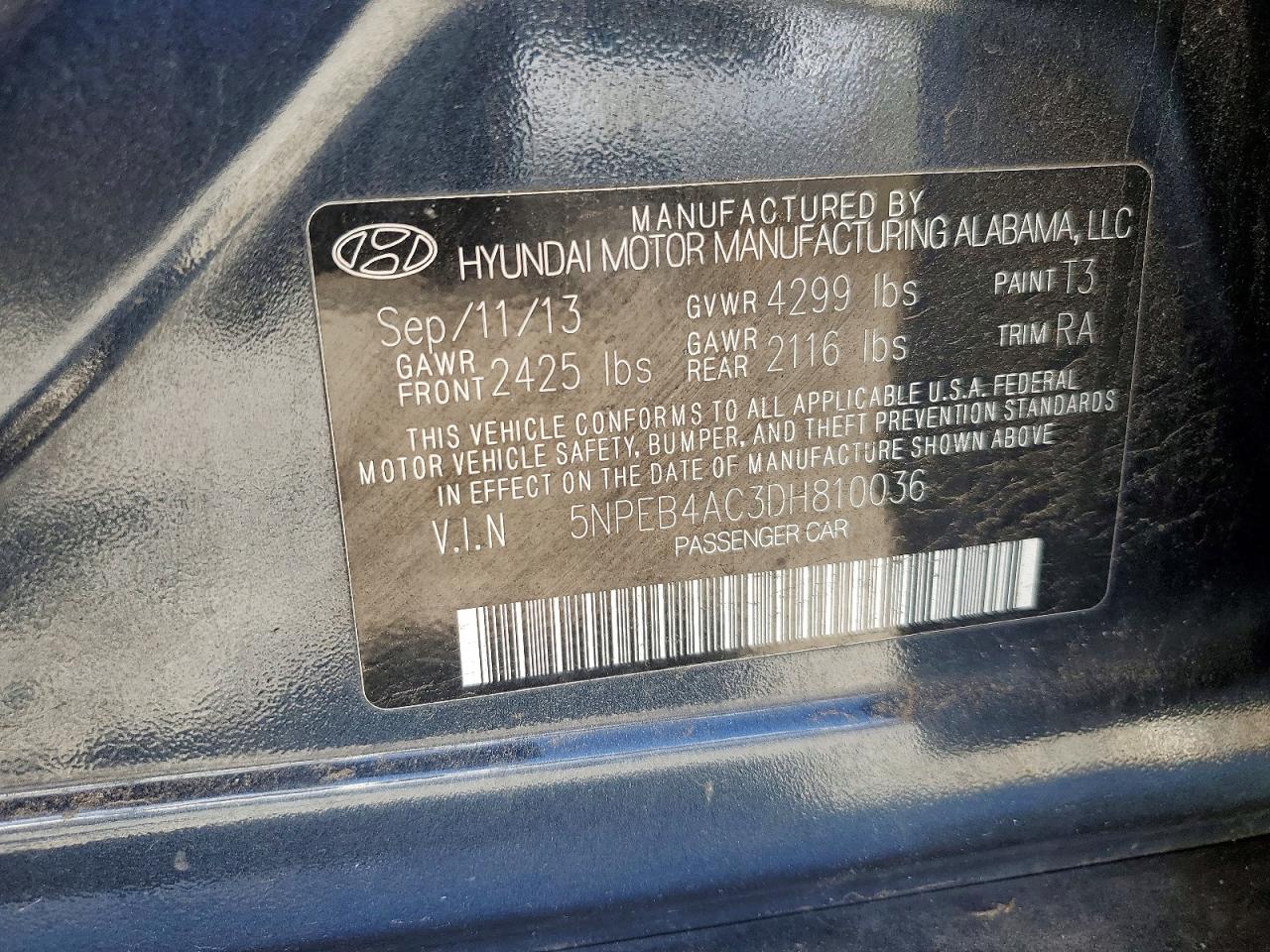 2013 Hyundai Sonata Gls Blue vin: 5NPEB4AC3DH810036