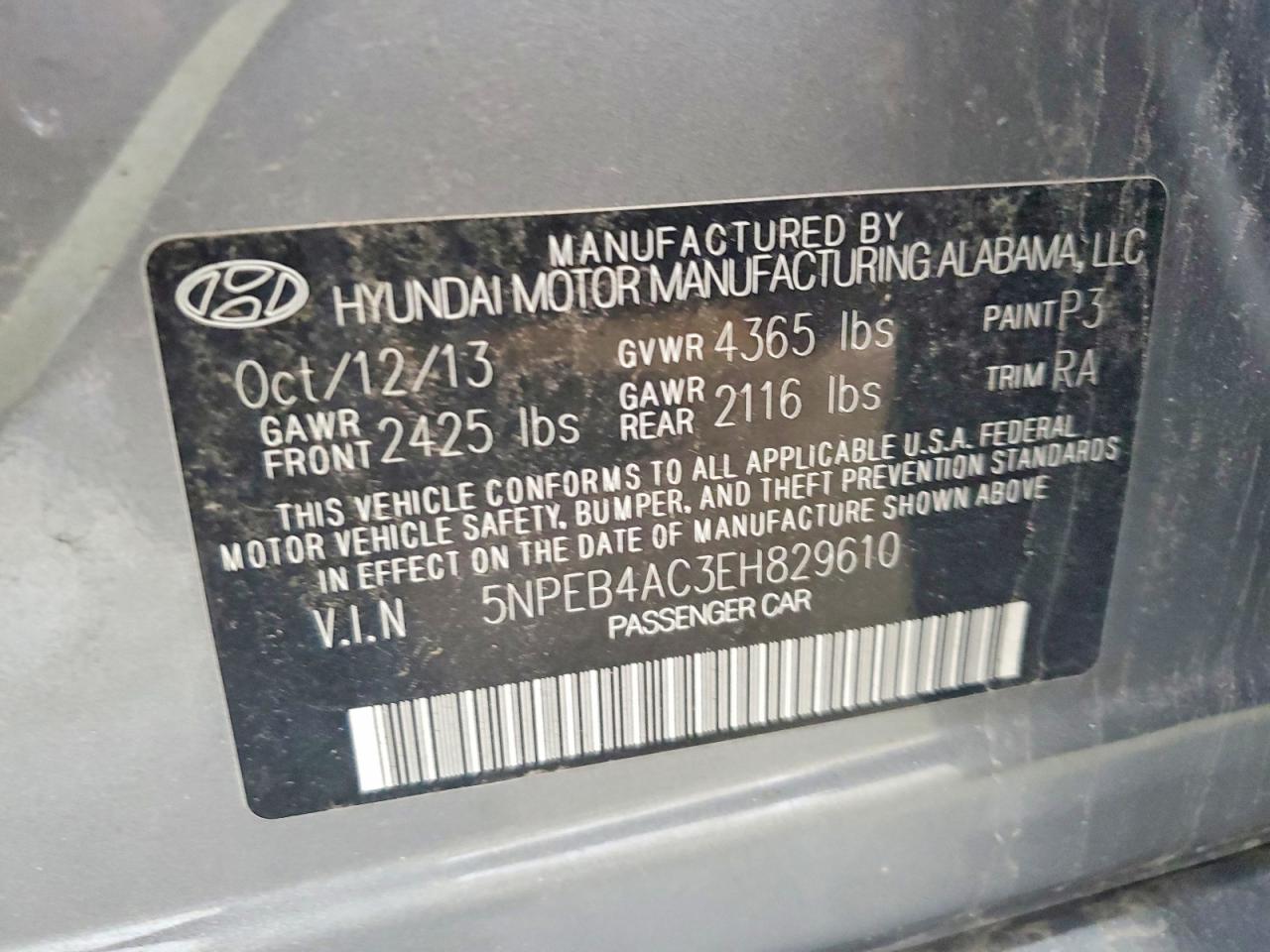 2014 Hyundai Sonata Gls Gray vin: 5NPEB4AC3EH829610