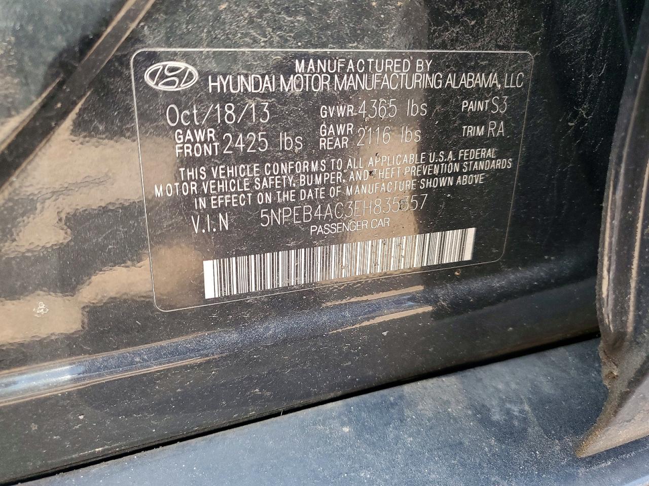 2014 Hyundai Sonata Gls Черный vin: 5NPEB4AC3EH835357