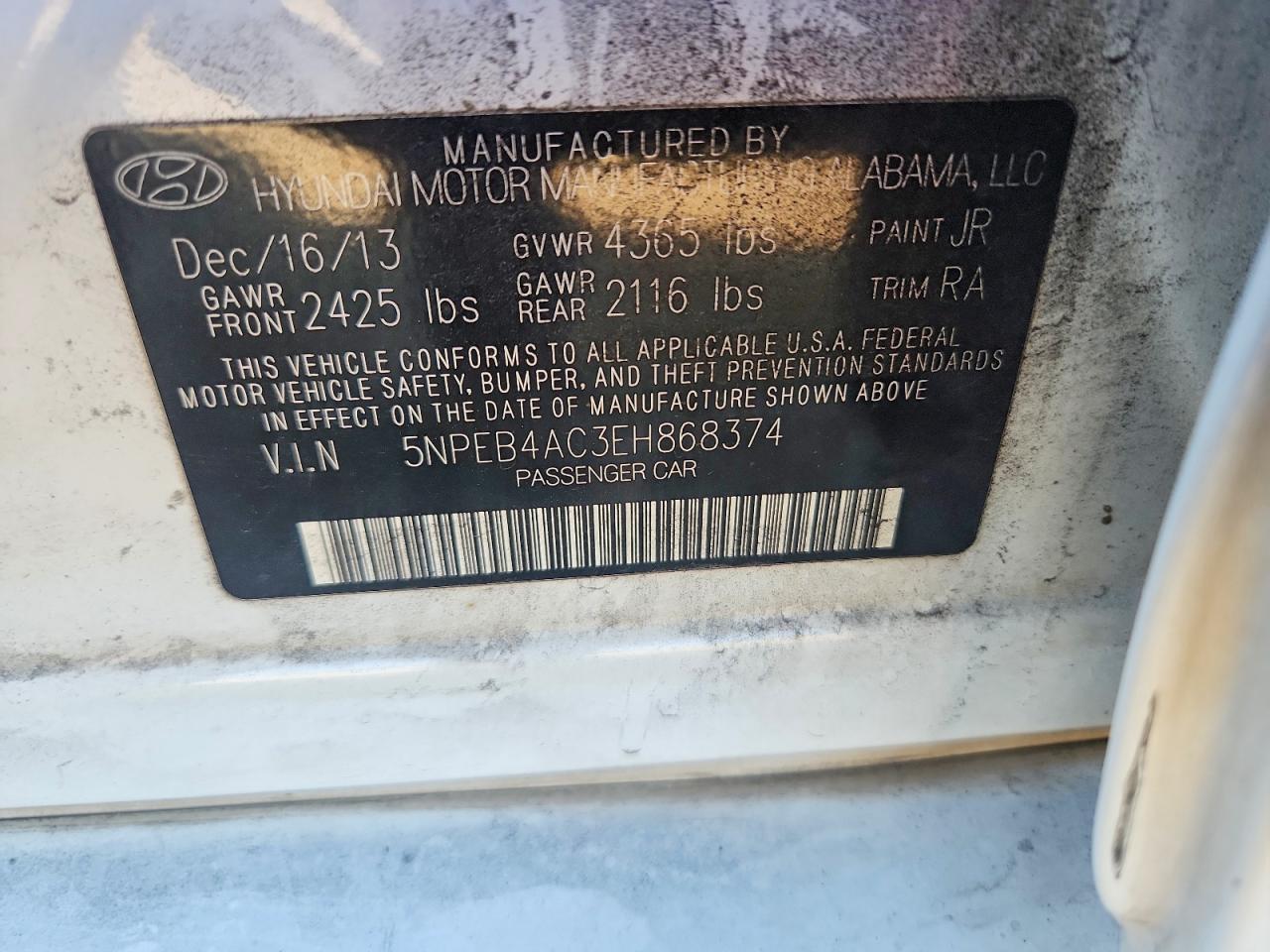 2014 Hyundai Sonata Gls Белый vin: 5NPEB4AC3EH868374
