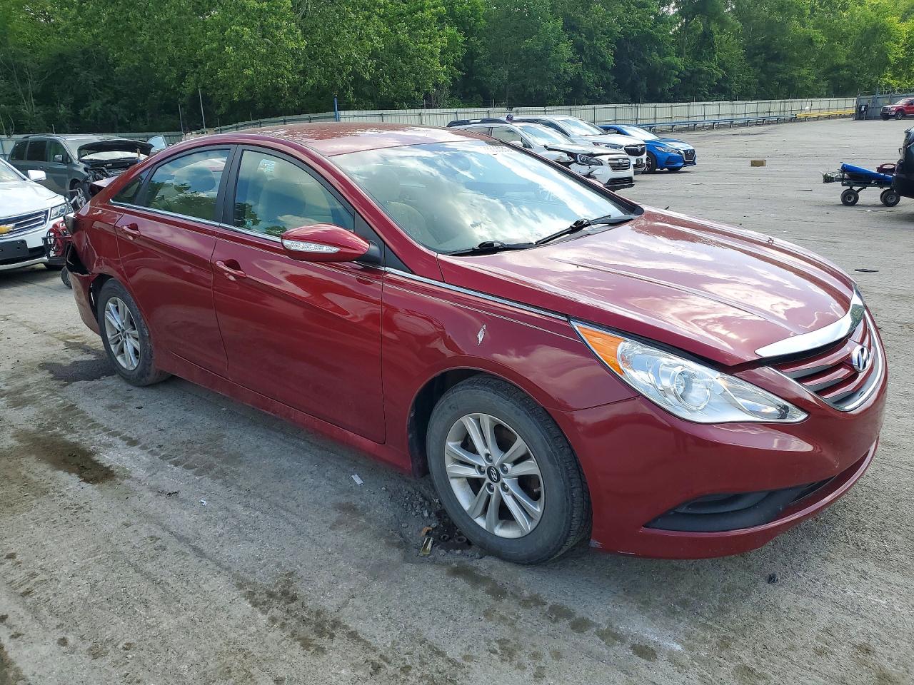 2014 Hyundai Sonata Gls Темно-бордовый vin: 5NPEB4AC3EH869878