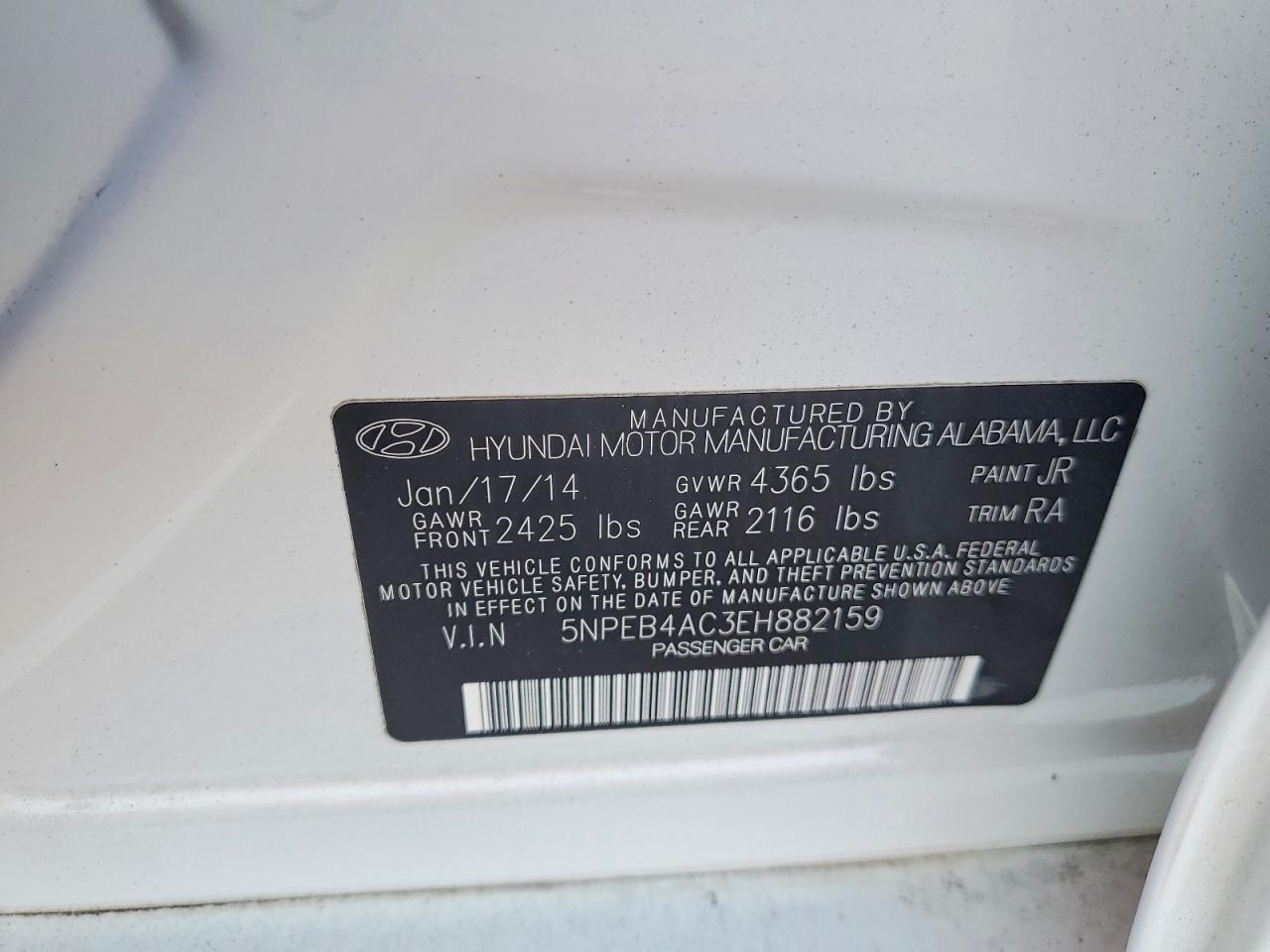2014 Hyundai Sonata Gls White vin: 5NPEB4AC3EH882159