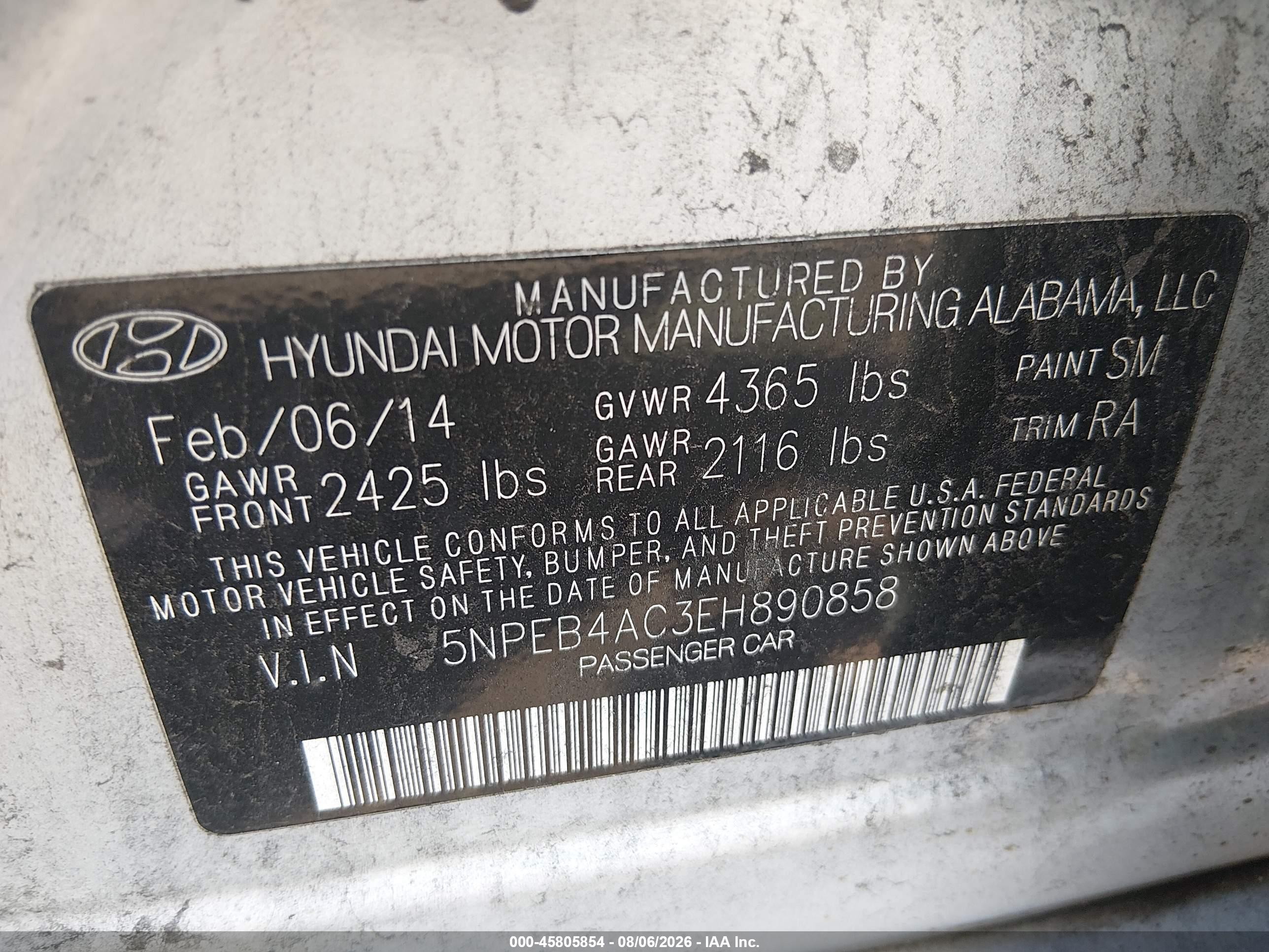 2014 Hyundai Sonata Gls Silver vin: 5NPEB4AC3EH890858