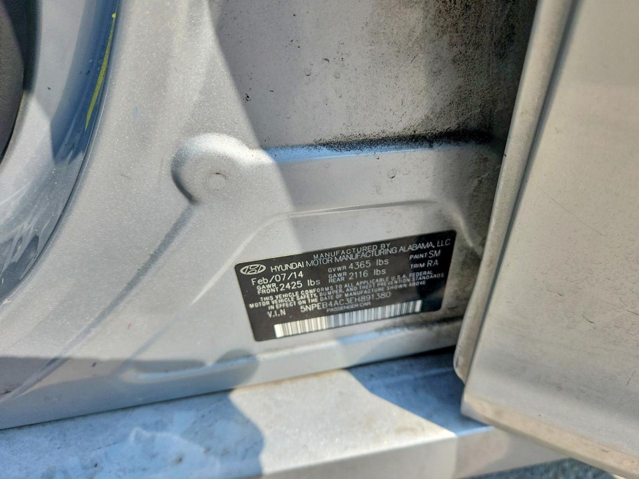 2014 Hyundai Sonata Gls Silver vin: 5NPEB4AC3EH891380