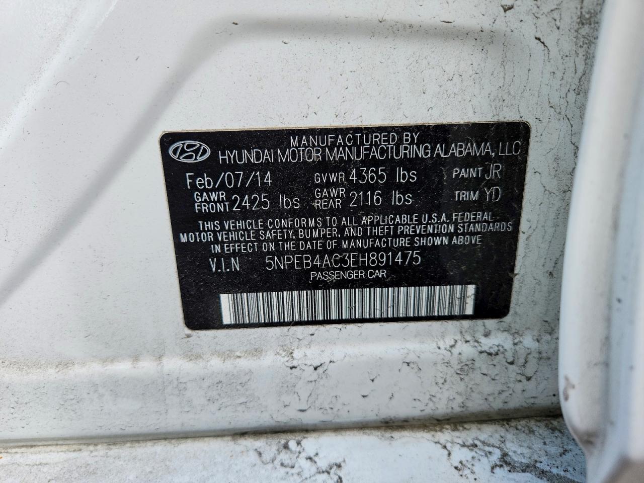2014 Hyundai Sonata Gls Белый vin: 5NPEB4AC3EH891475