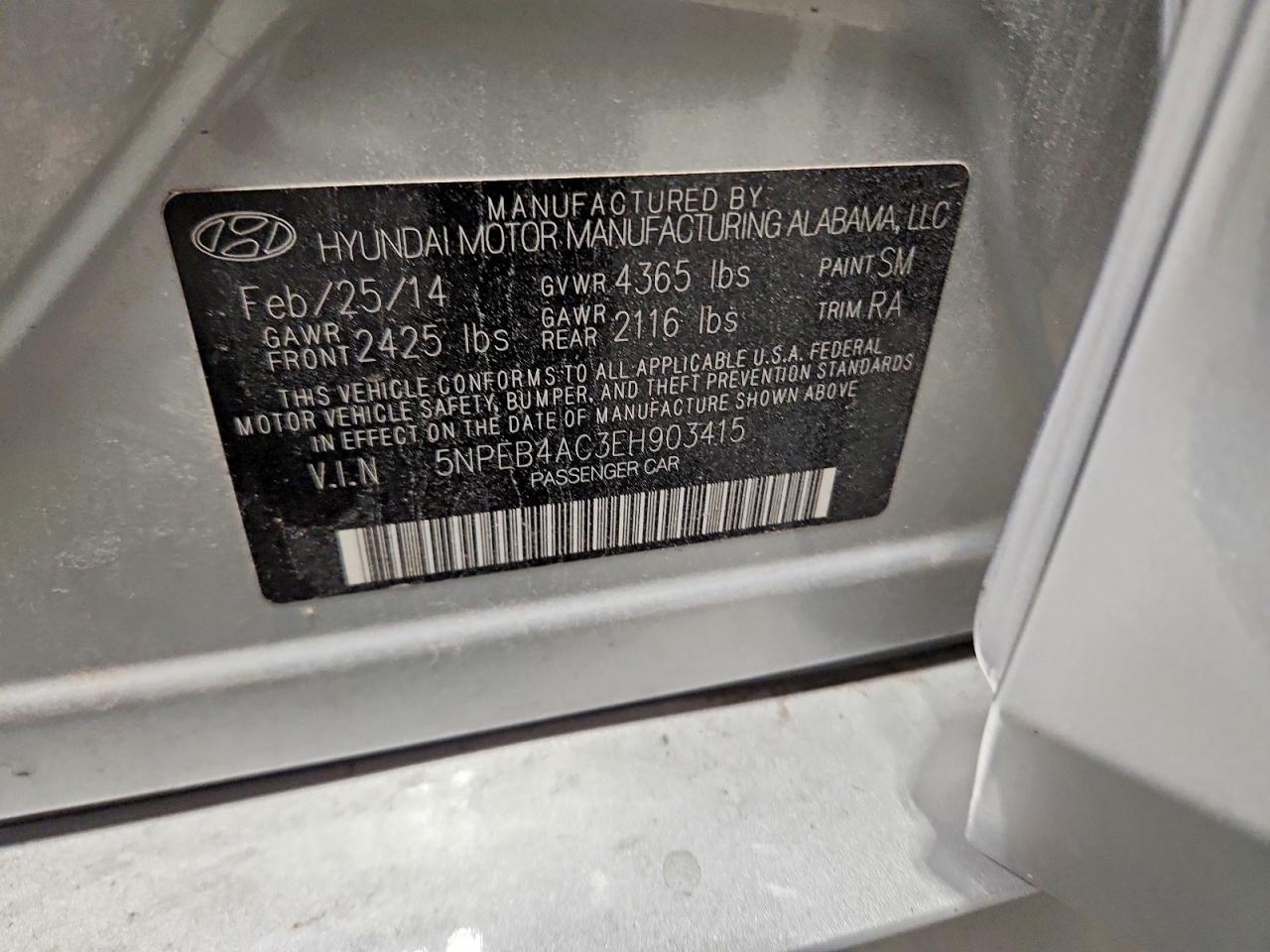2014 Hyundai Sonata Gls Серебряный vin: 5NPEB4AC3EH903415