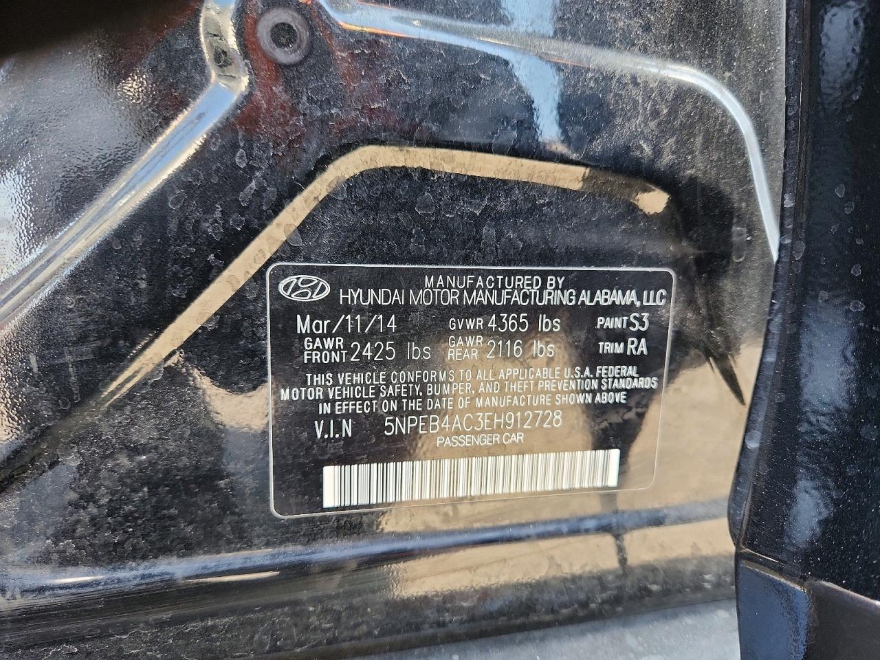 2014 Hyundai Sonata Gls Black vin: 5NPEB4AC3EH912728